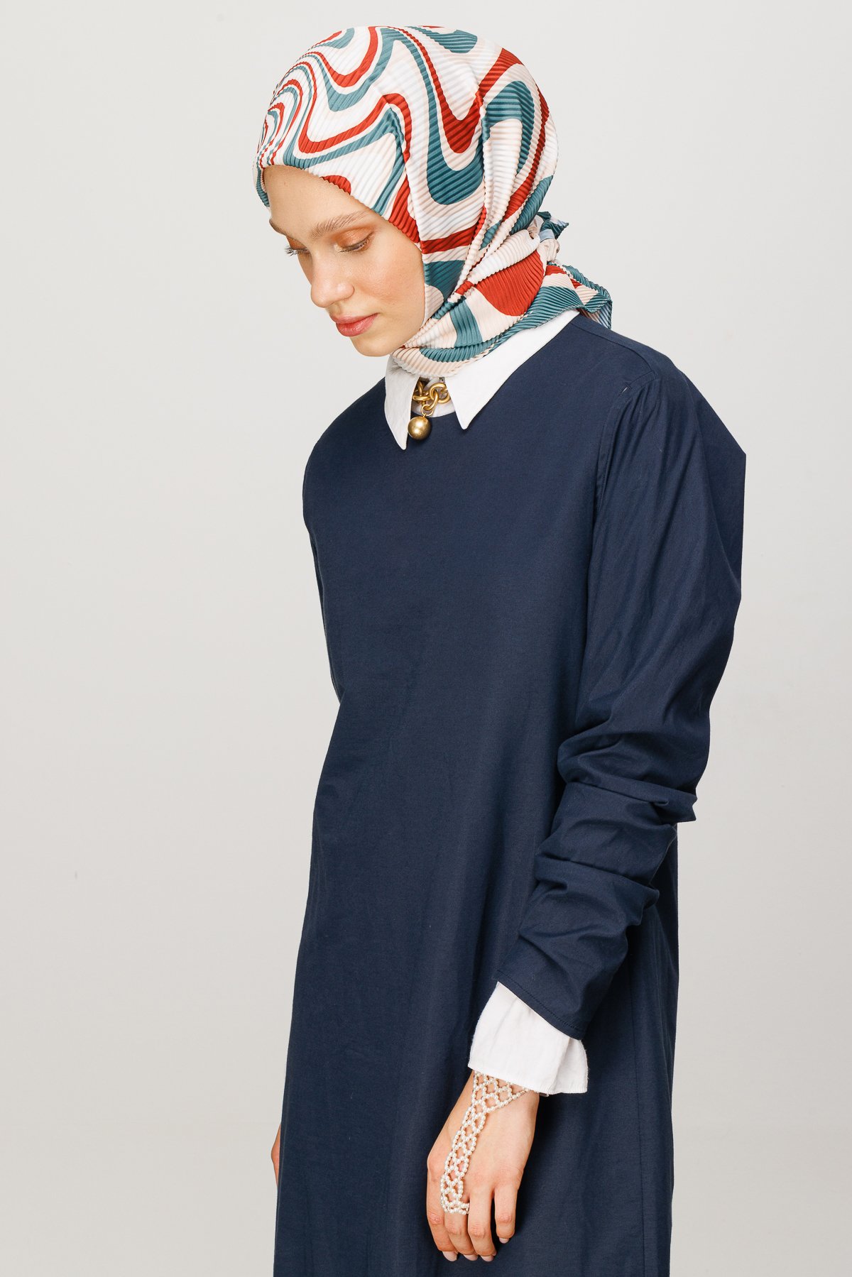 Mira Pattern Pleated Scarf - Tile