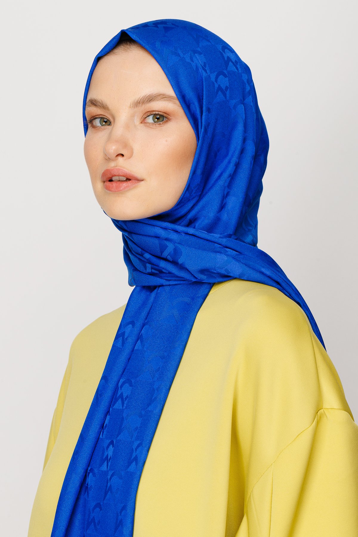 MC Pattern Jacquard Shawl - Sax Blue