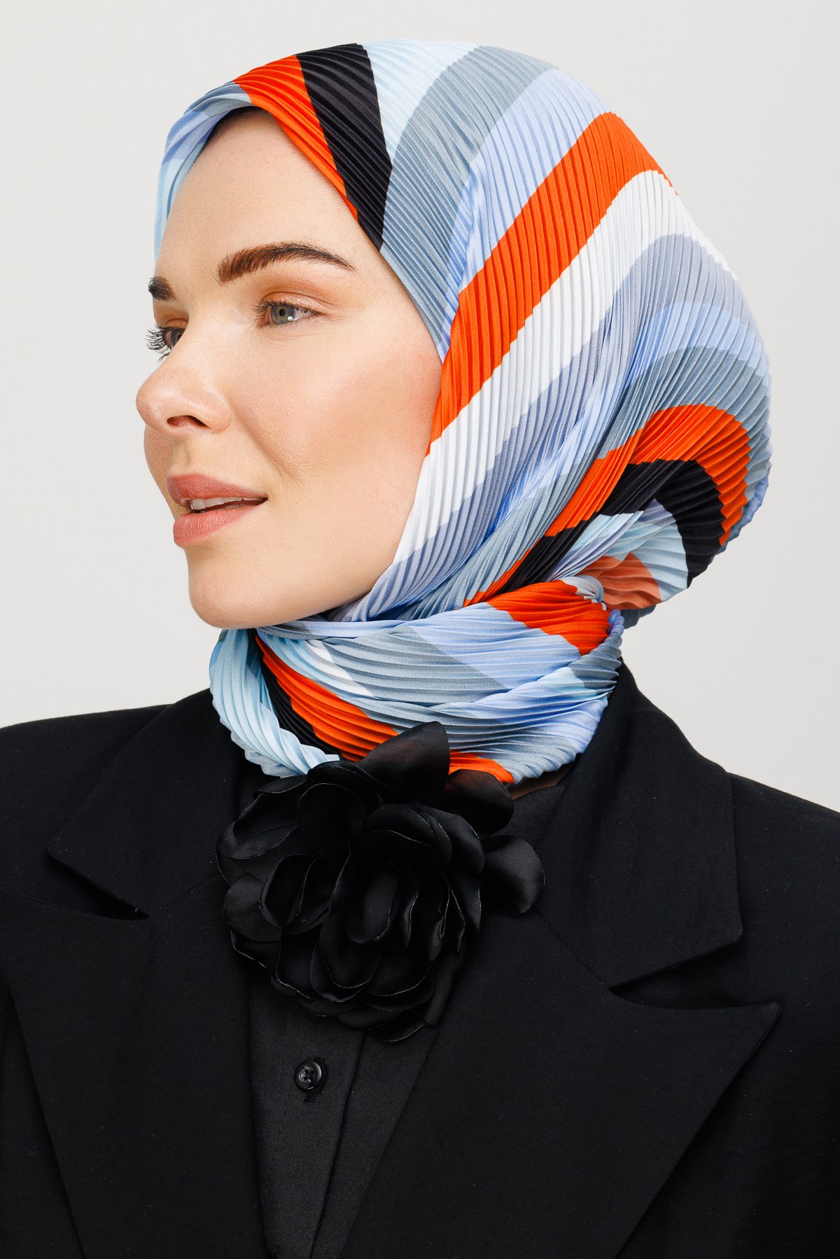 Akra Pattern Pleated Scarf - Turuncu