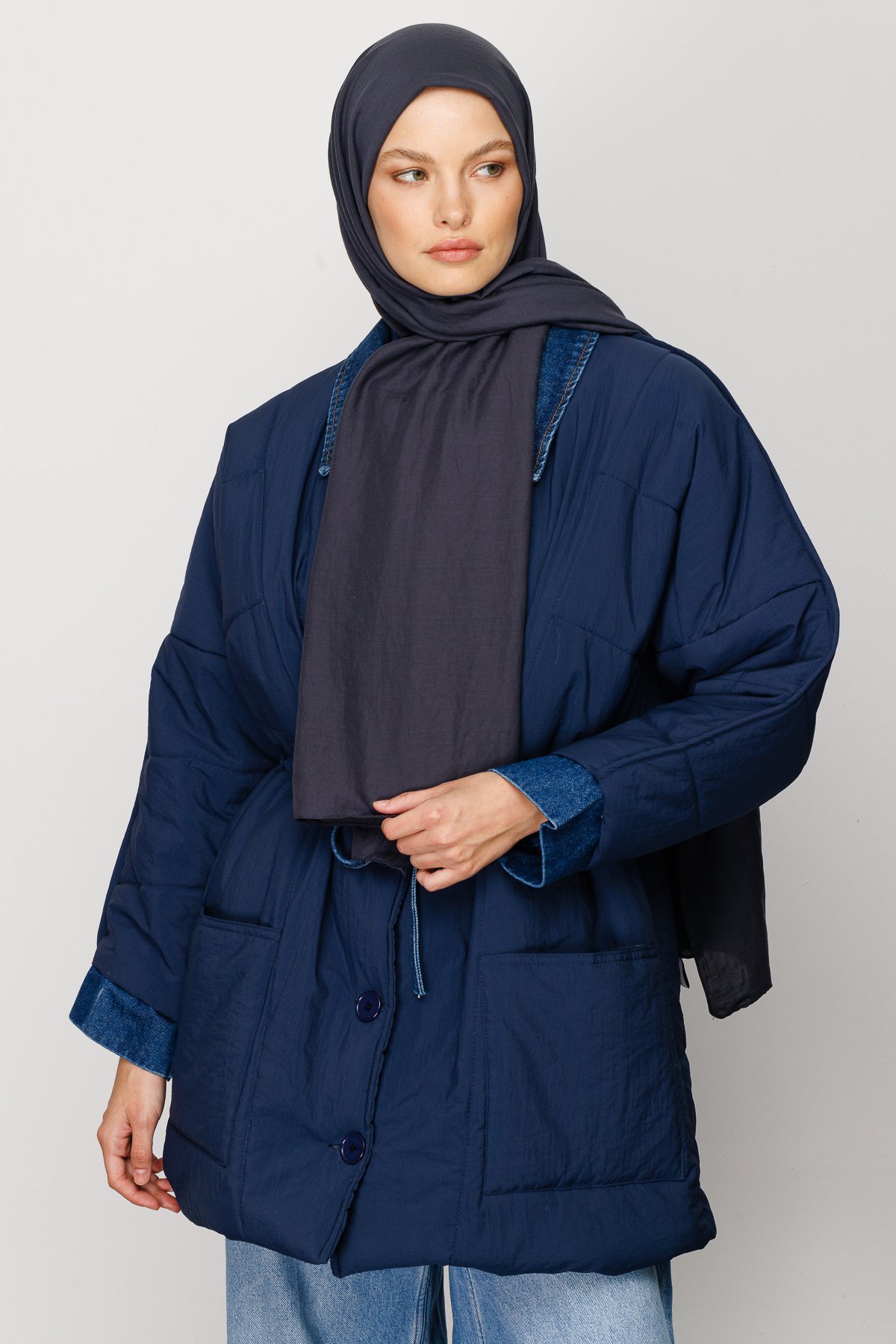Cotton Crash Shawl - Anthracite