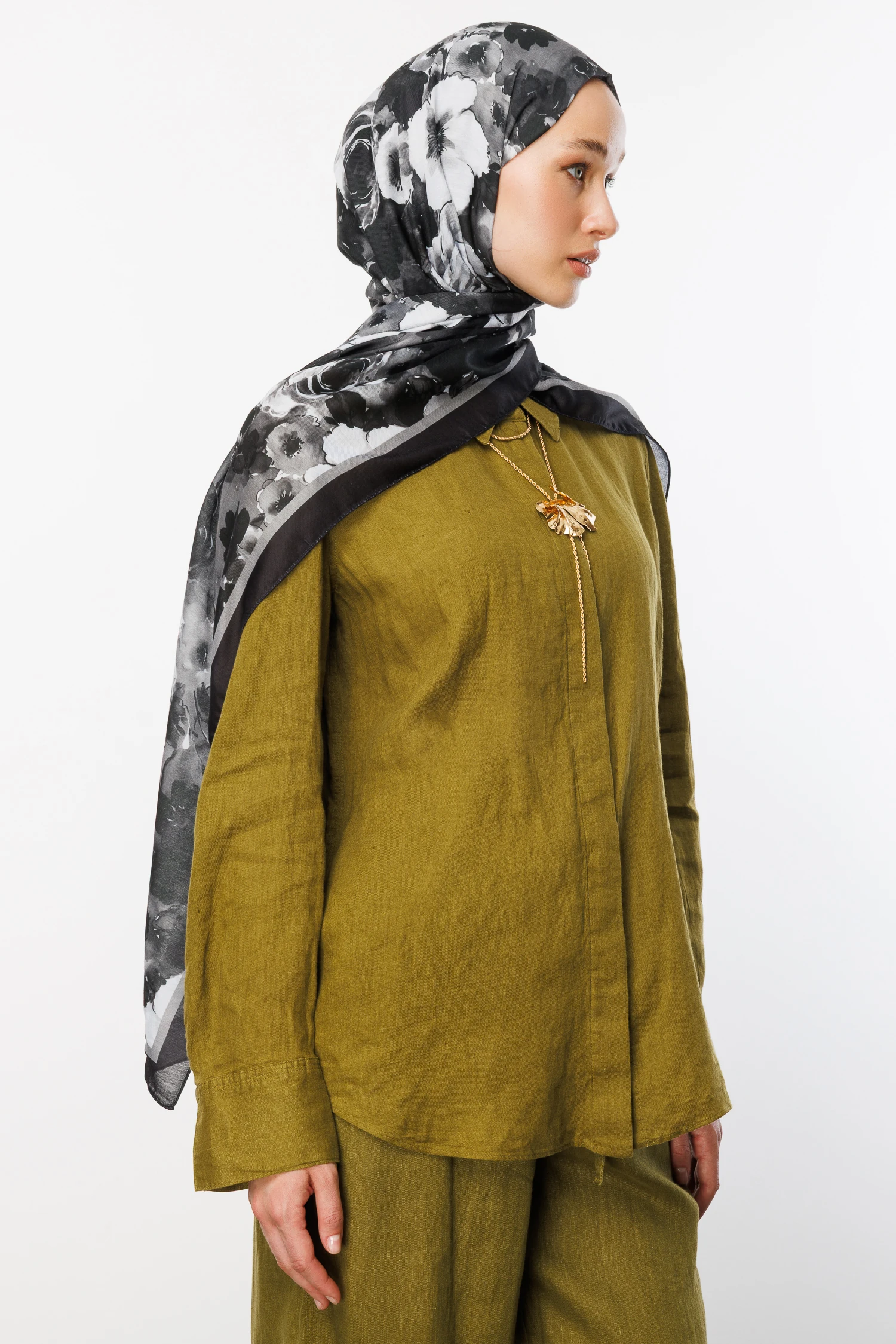 Vensel Desen Pamuk Şal - Siyah