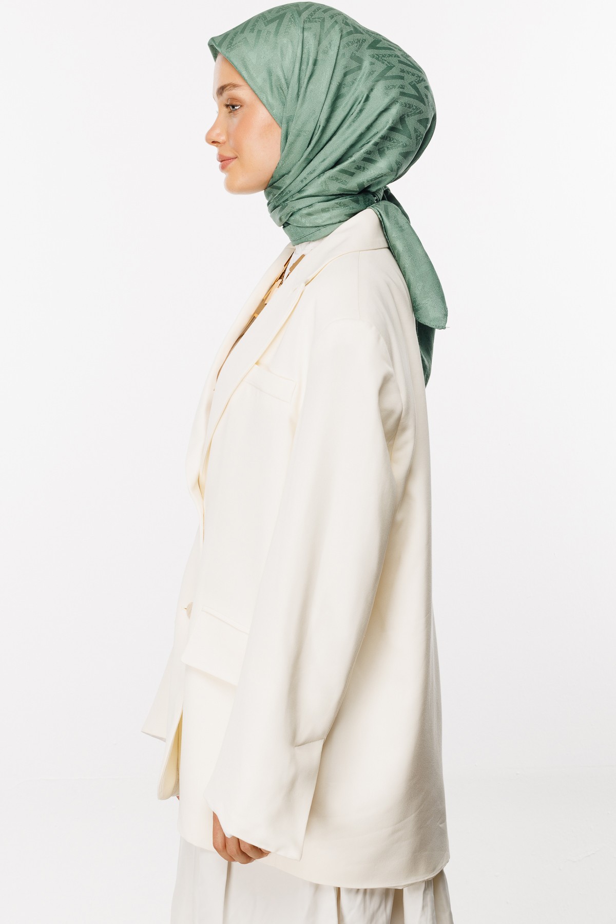 Nova Pattern Luxury Jacquard Scarf - Mold Green