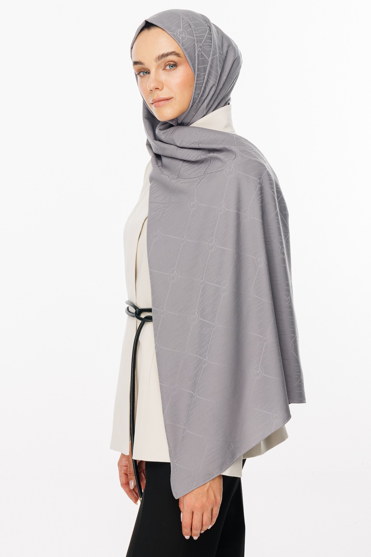 Moon Is Pattern Jacquard Shawl - Grey