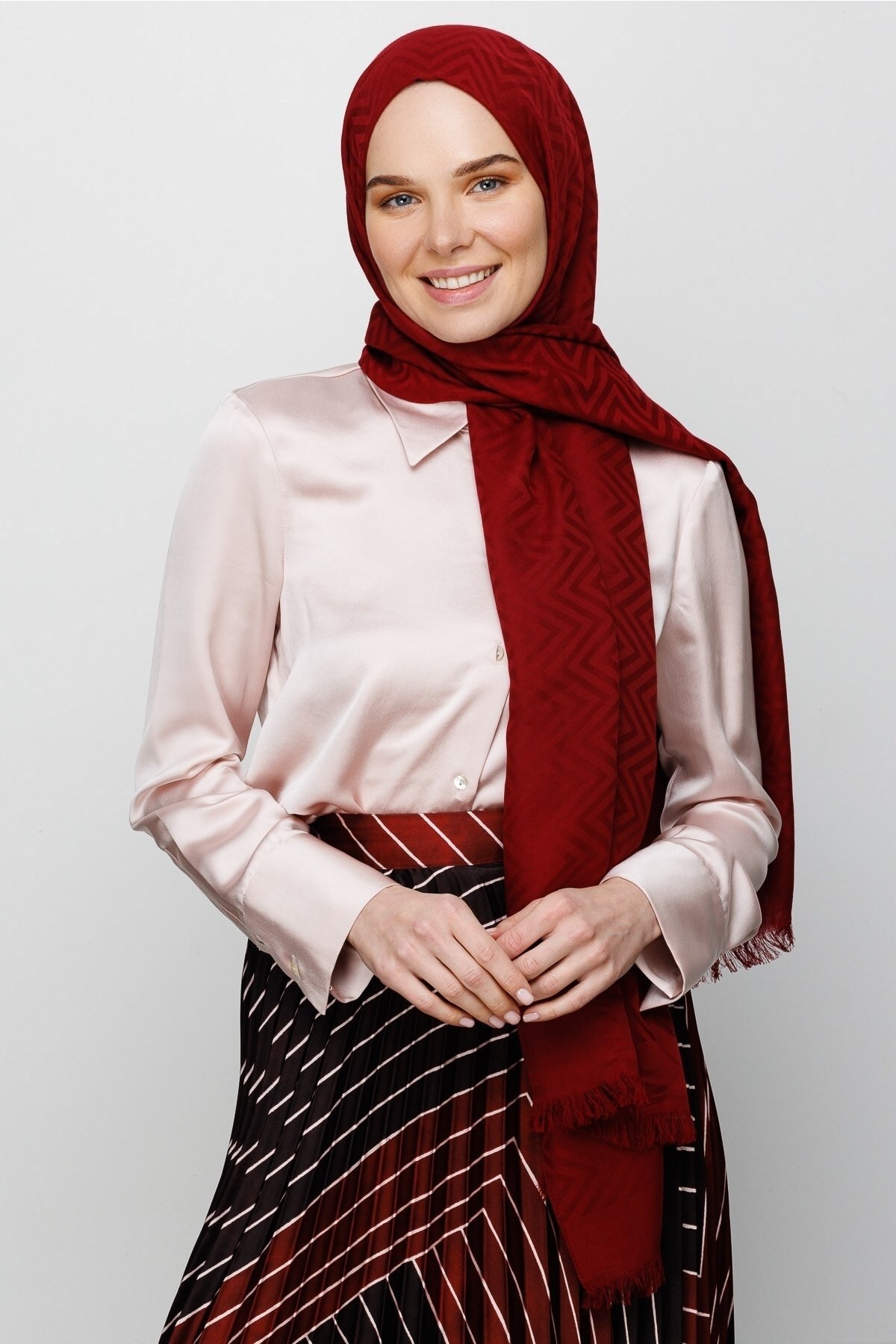 Zigzag Pattern Cotton Jacquard Hijab