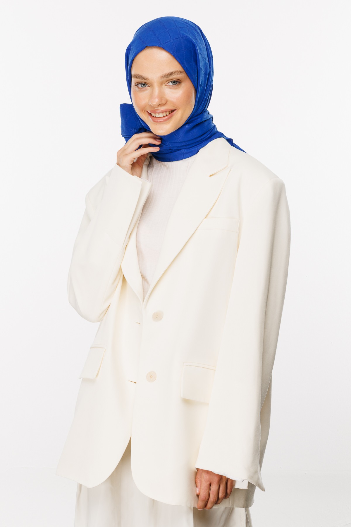 Bamboo Jacquard Shawl - Sax Blue