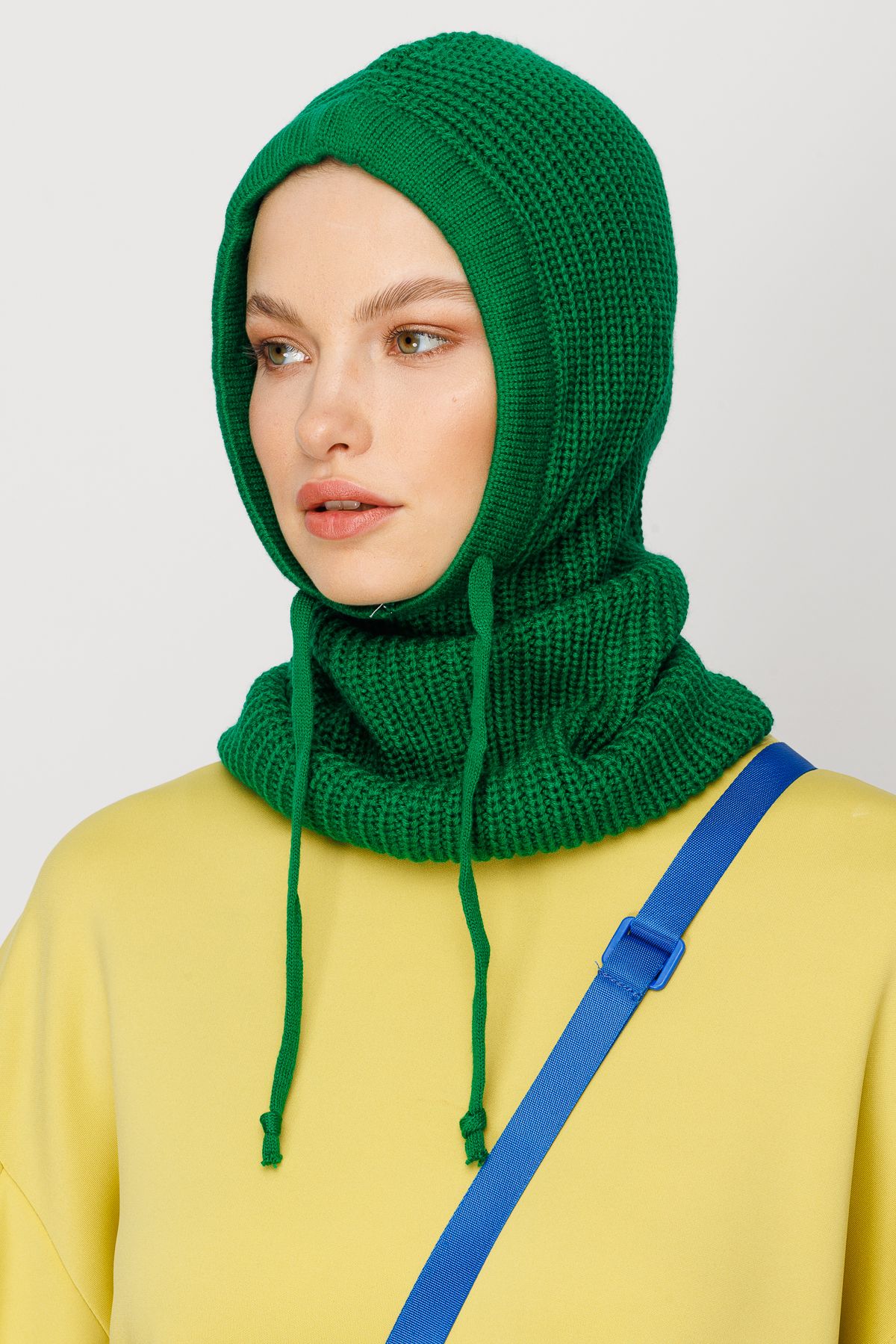 Benetton Yeşili Balaclava Triko Başlık