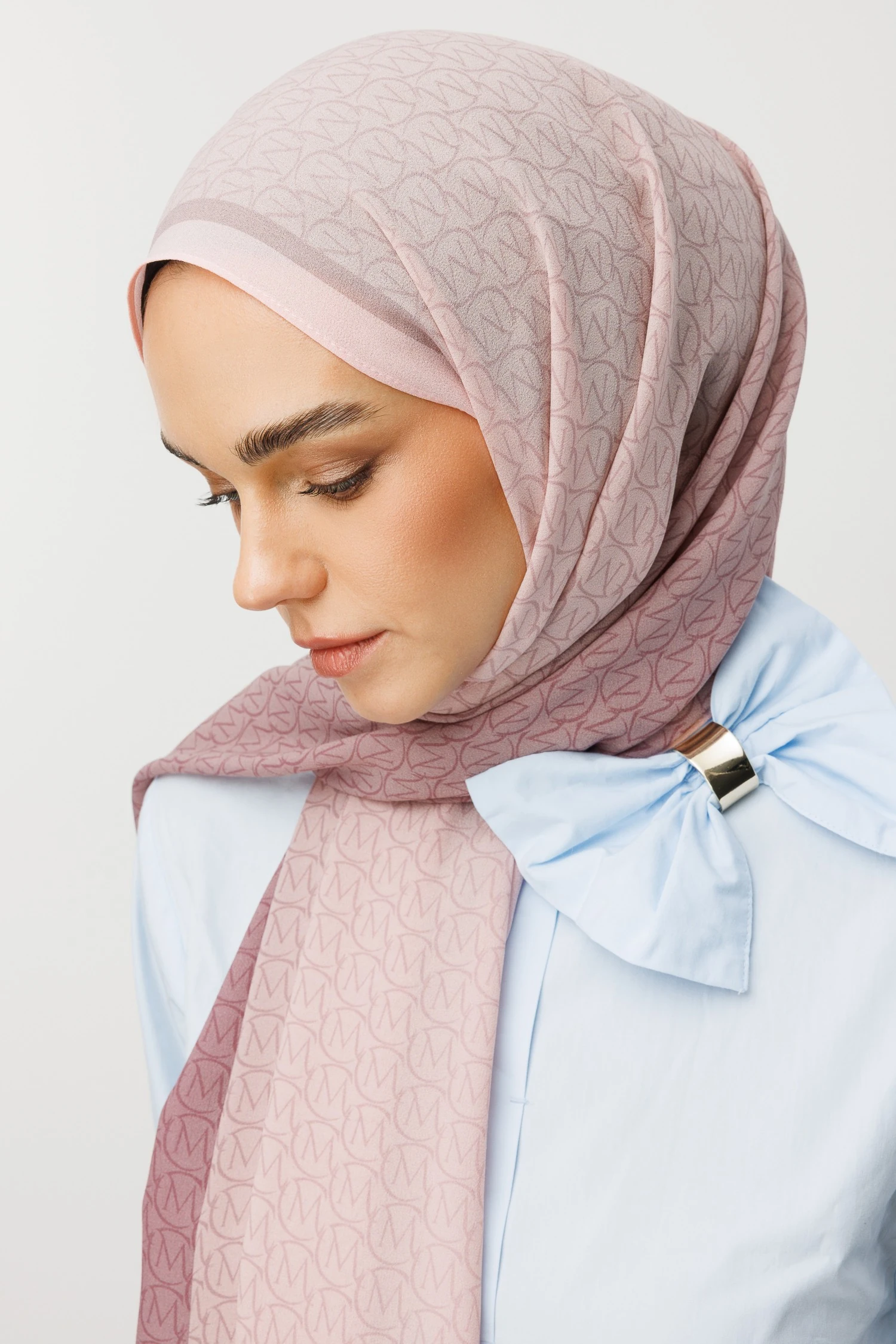 Monogram Hebei Silk Shawl - Powder