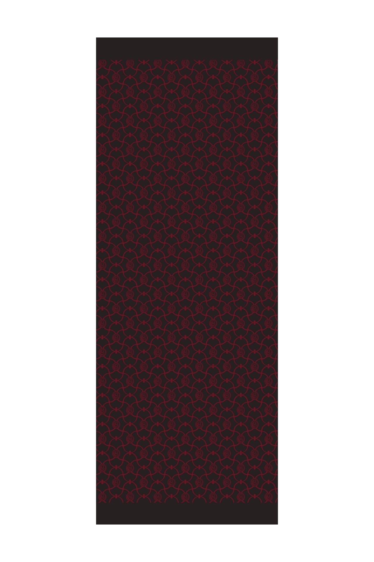 Marrakech Pattern Double-Sided Shawl - Black-Burgundy