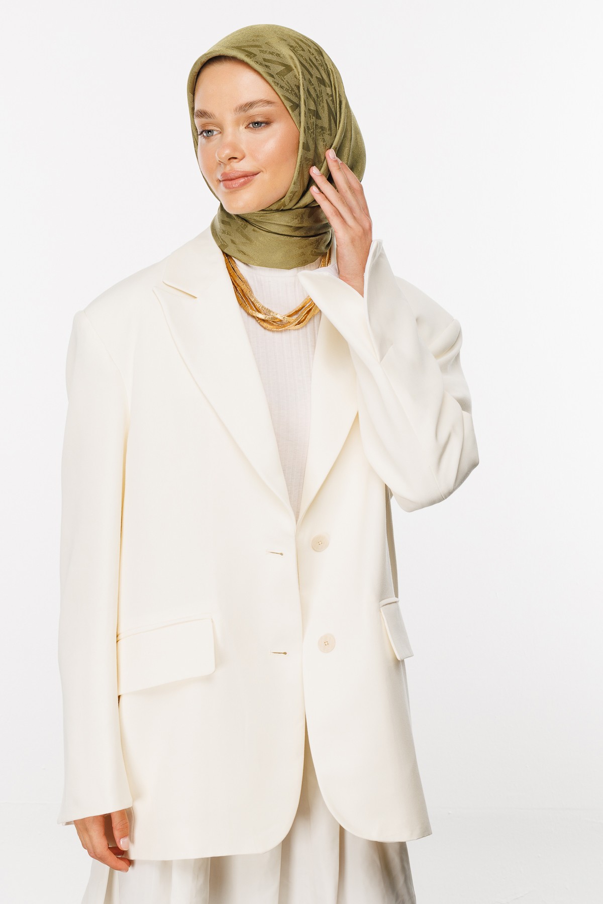 Nova Pattern Luxury Jacquard Scarf - Soft Green