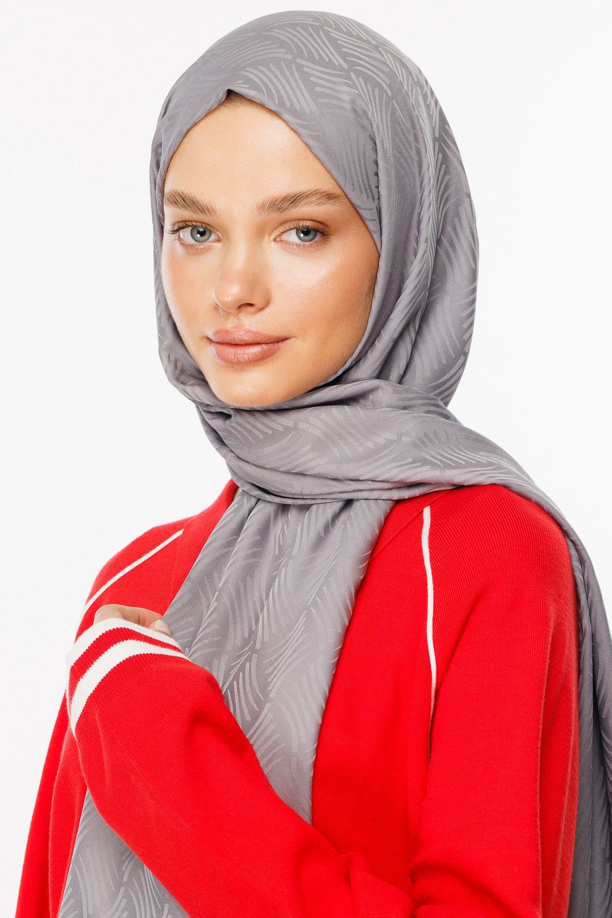 Aura Pattern Silk Jacquard Shawl - Grey