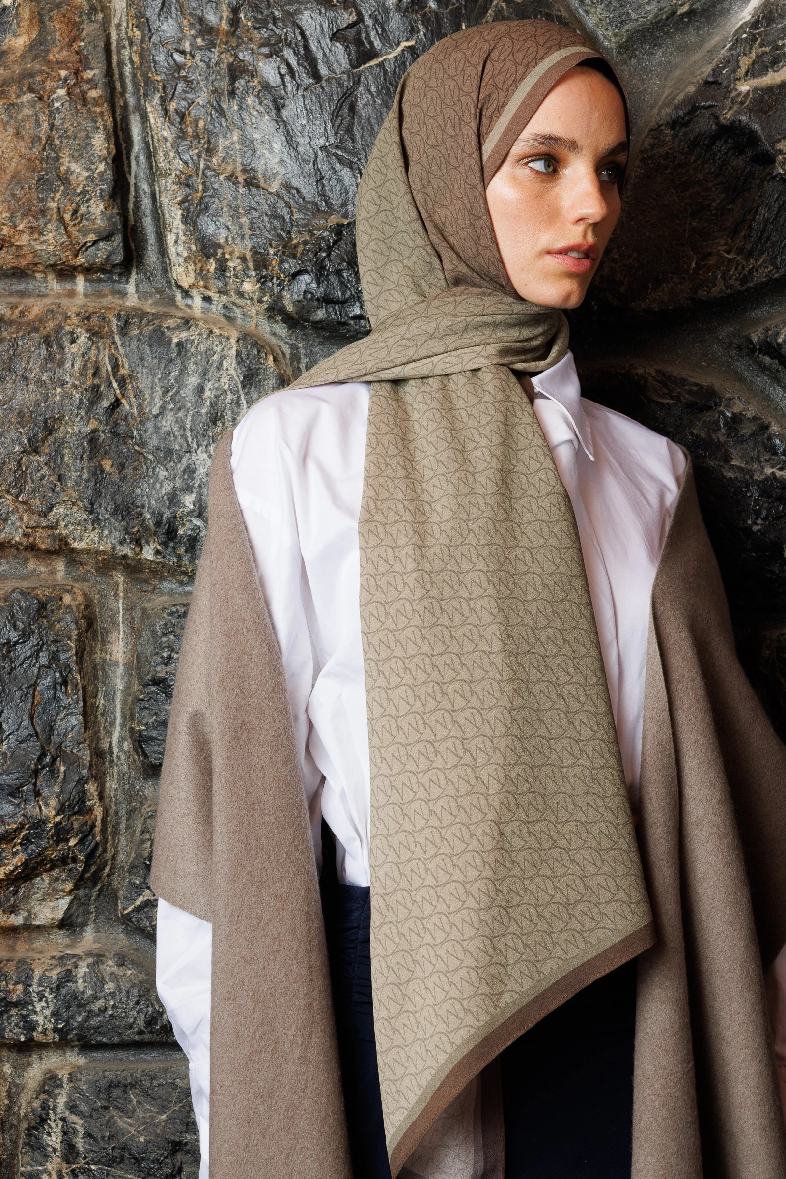 Monogram Hebei Silk Shawl - Mink