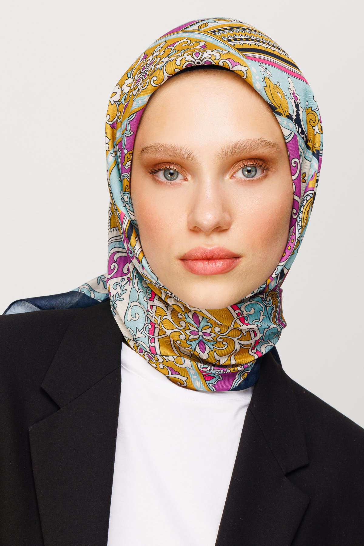40 Patch Pattern Digital Soft Scarf - Saffron