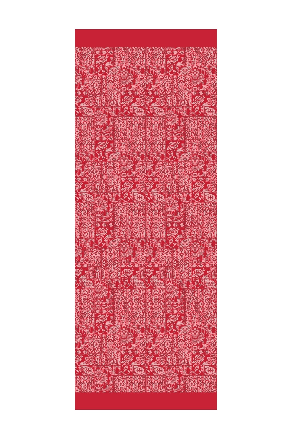 Henna Desen Çift Taraflı Şal Bordo-Mint Yeşili
