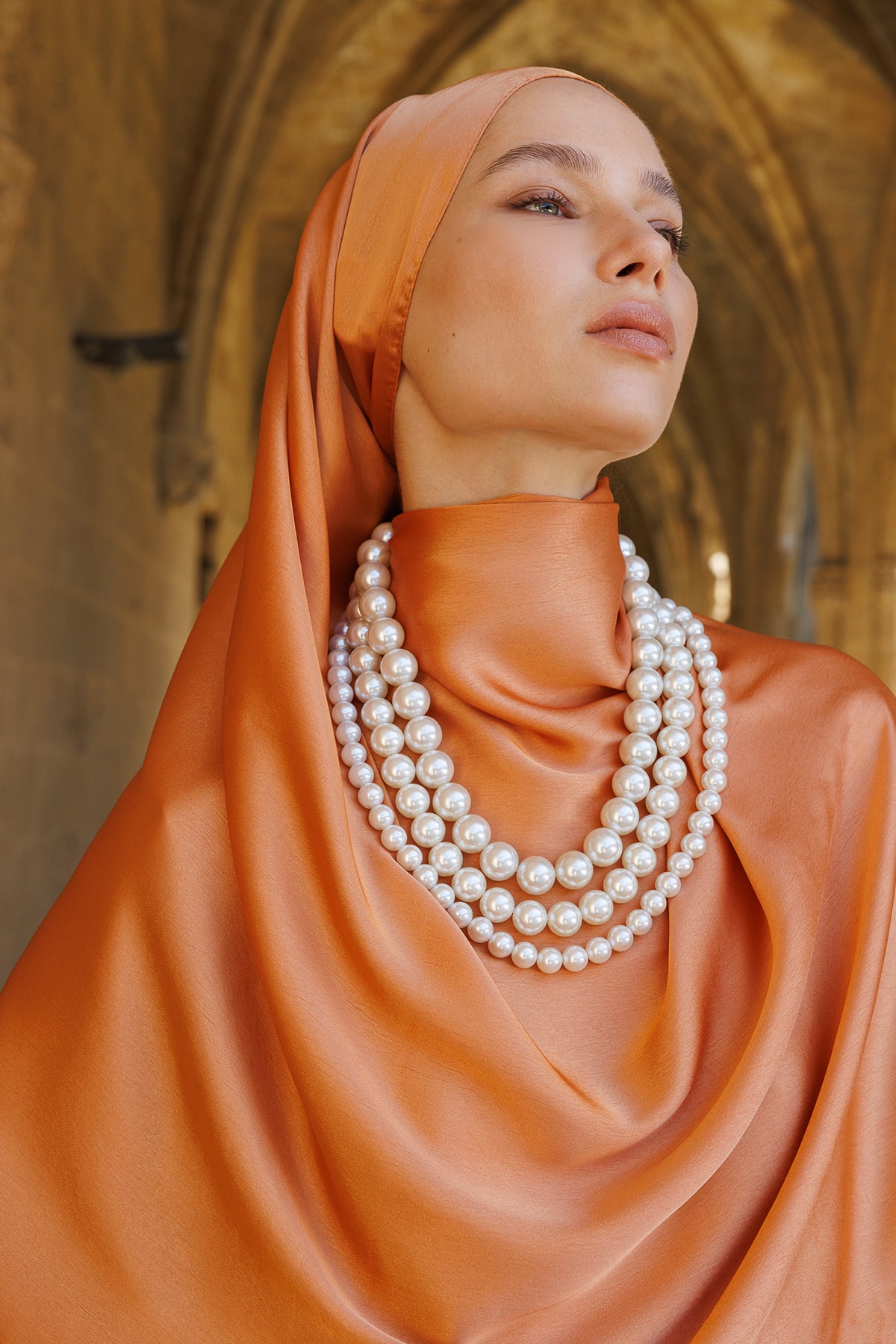 Diamond Aura Shawl - Apricot