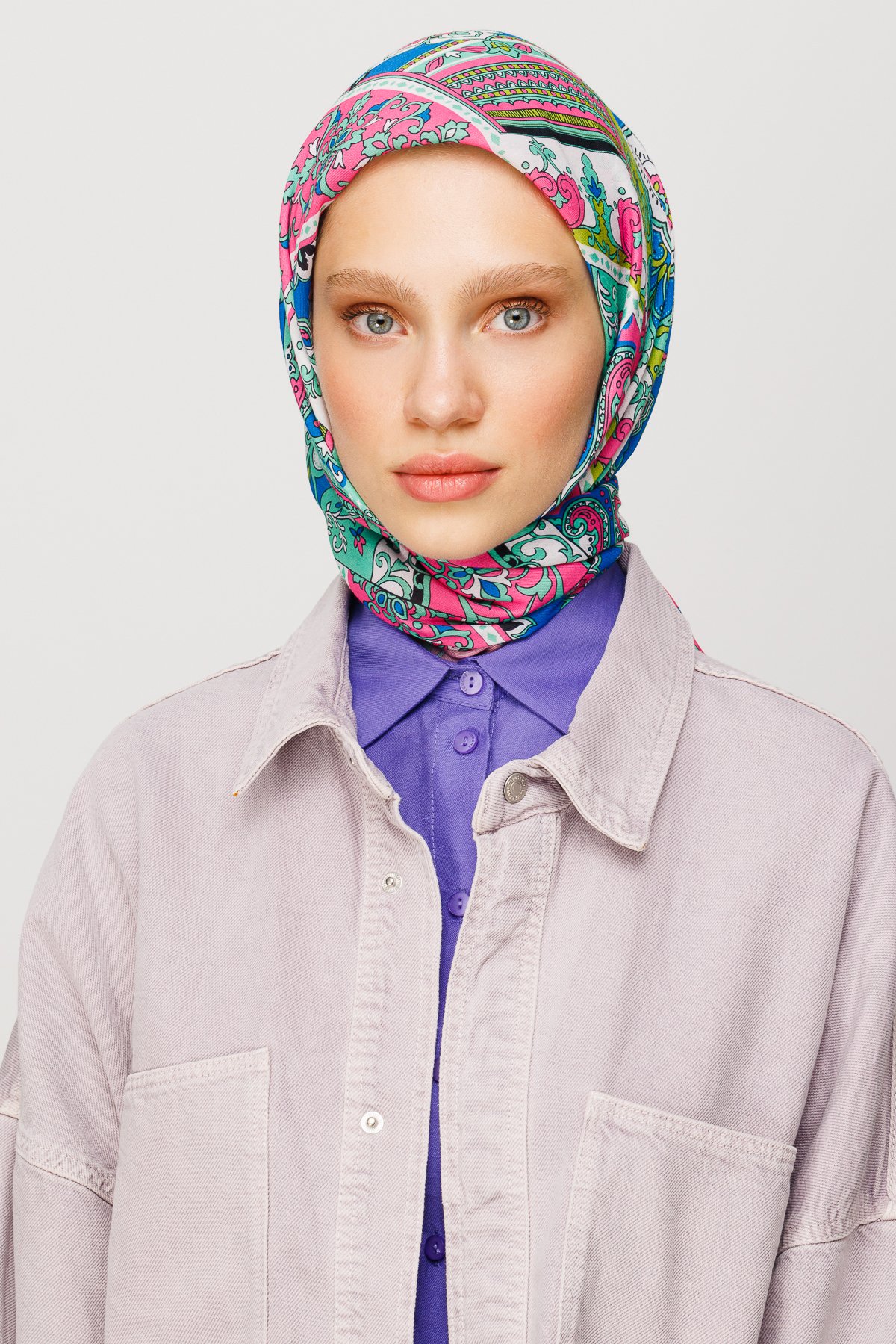 40 Patch Pattern Digital Soft Scarf - Fuchsia