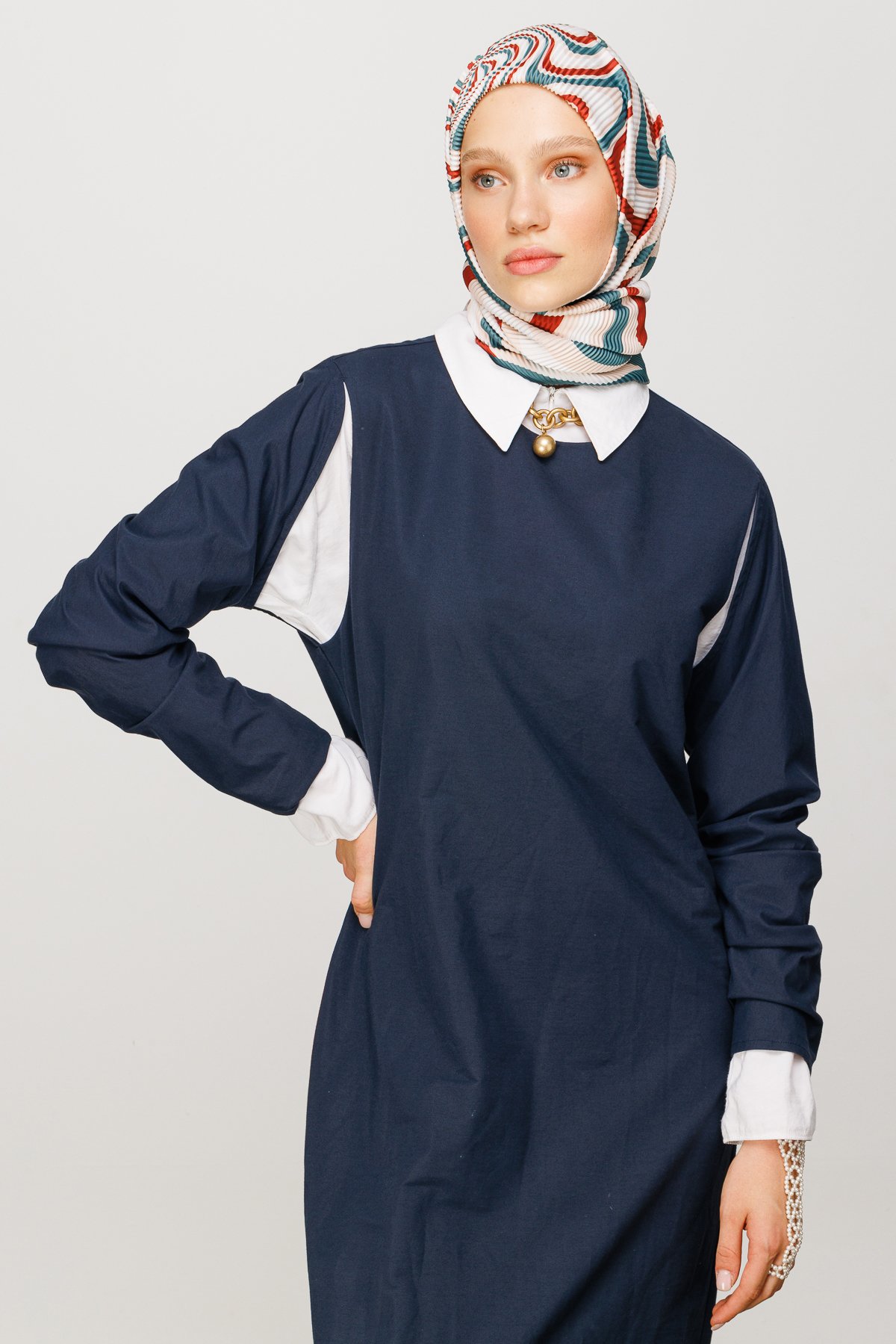 Mira Pattern Pleated Scarf - Tile