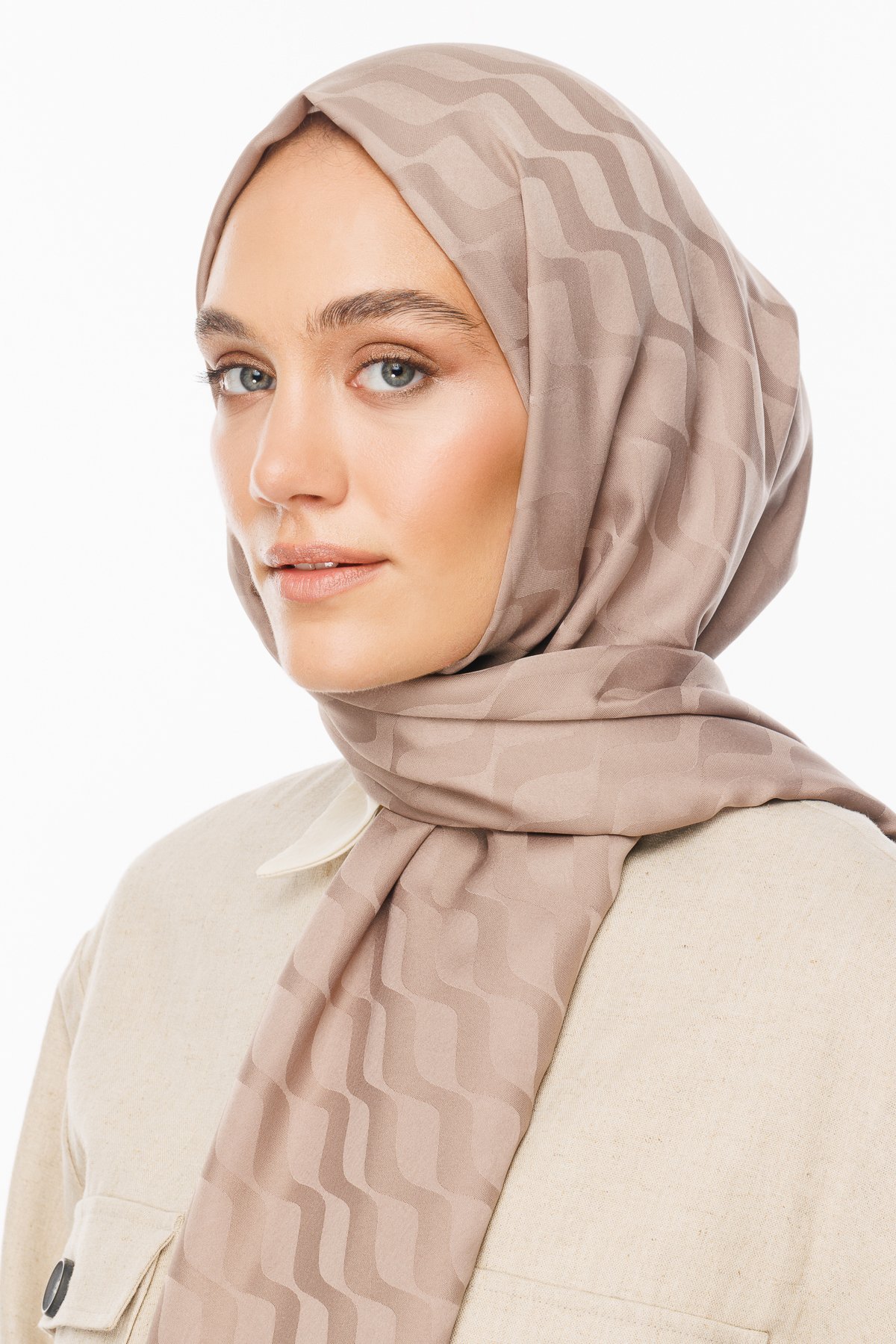 Wave Pattern Silky Jacquard Shawl - Canyon
