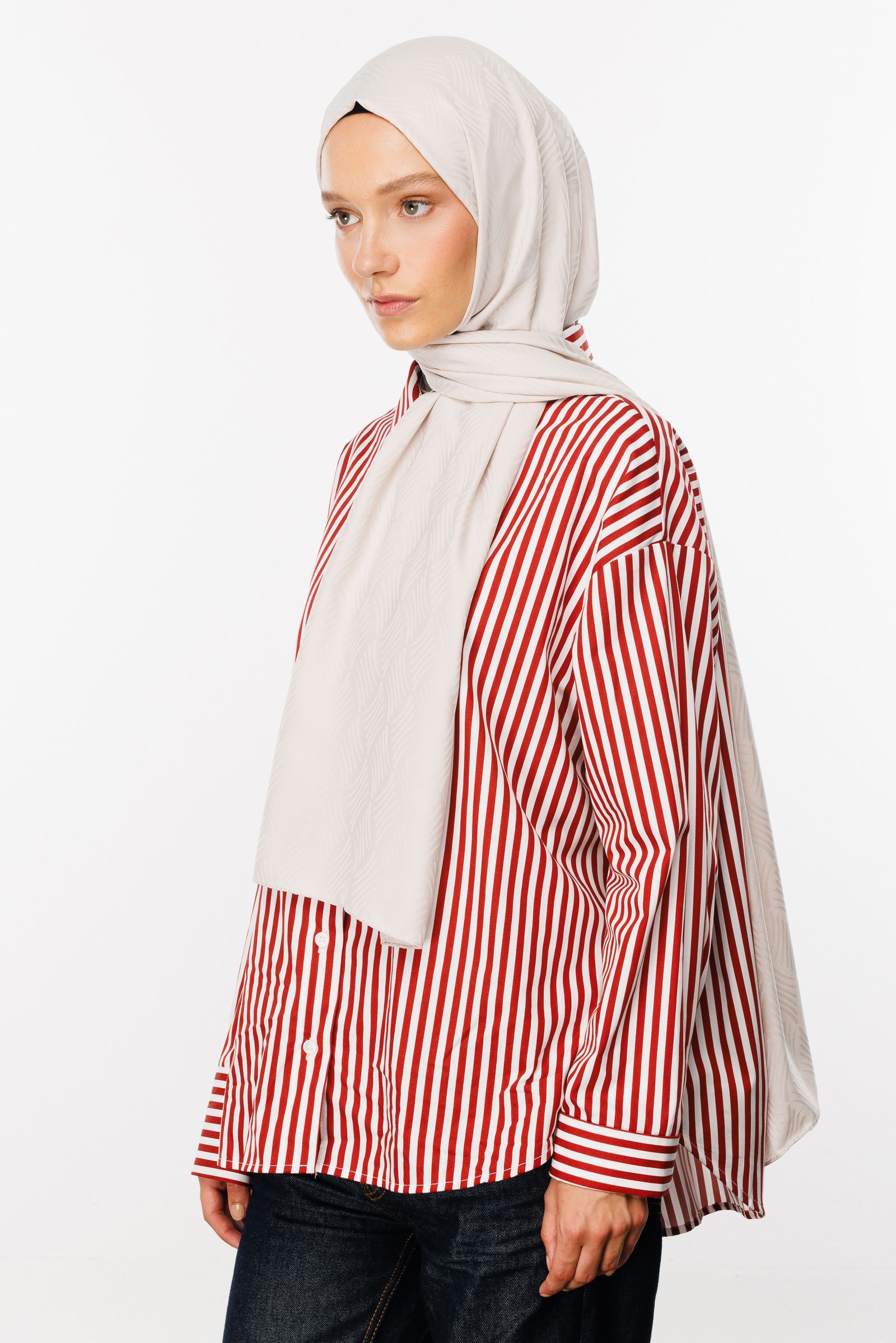 Aura Pattern Silk Jacquard Shawl - Stone Color