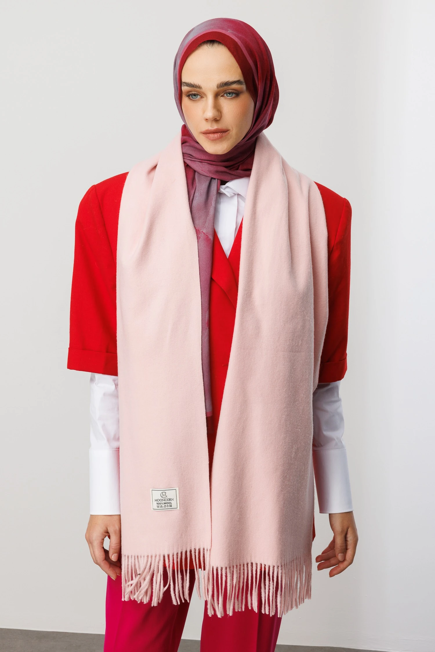 Moreal Desen Rami Şal - Burgundy