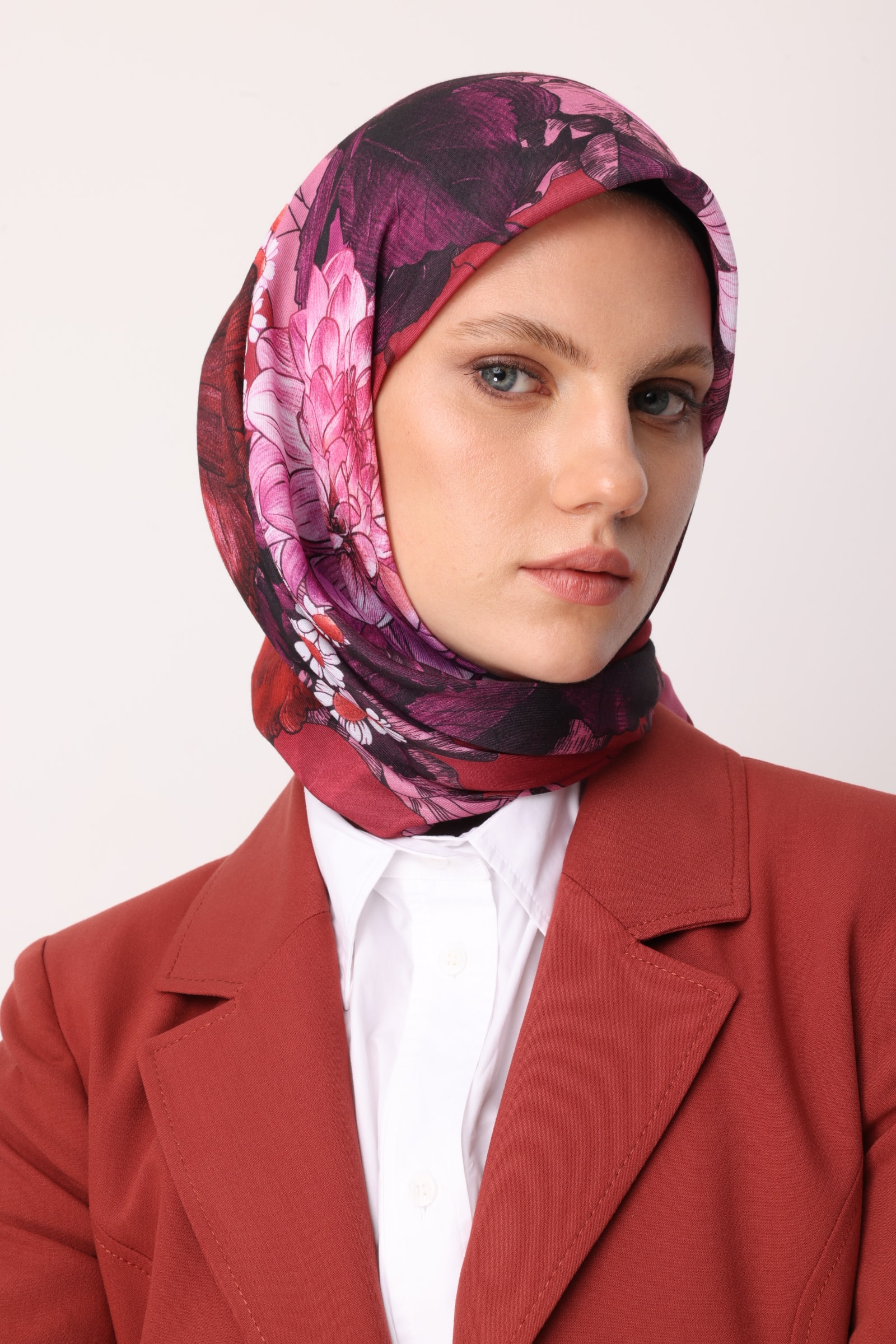 Floren Pattern Cotton Scarf - Red