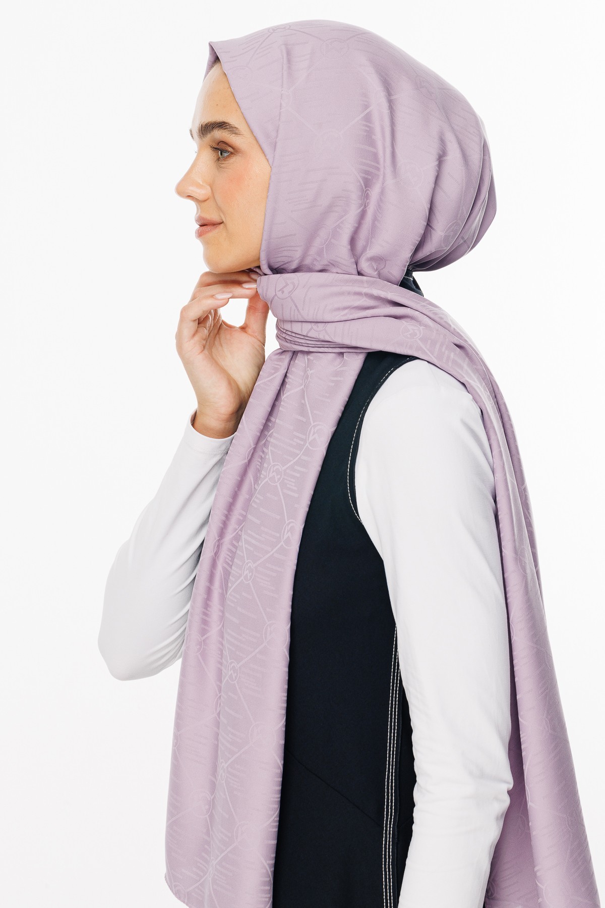 Moon Is Pattern Jacquard Shawl - Lilac