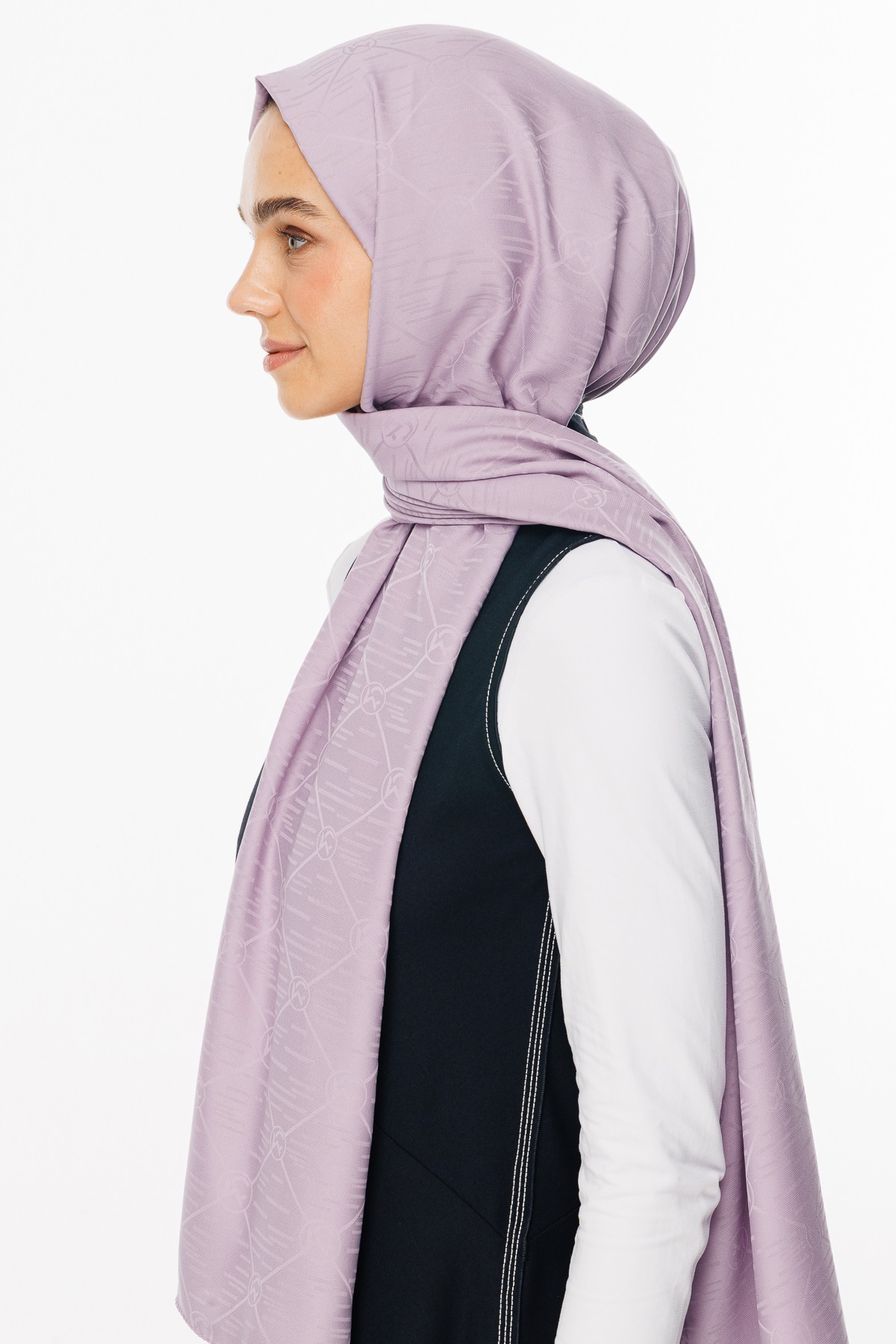 Moon Is Pattern Jacquard Shawl - Lilac