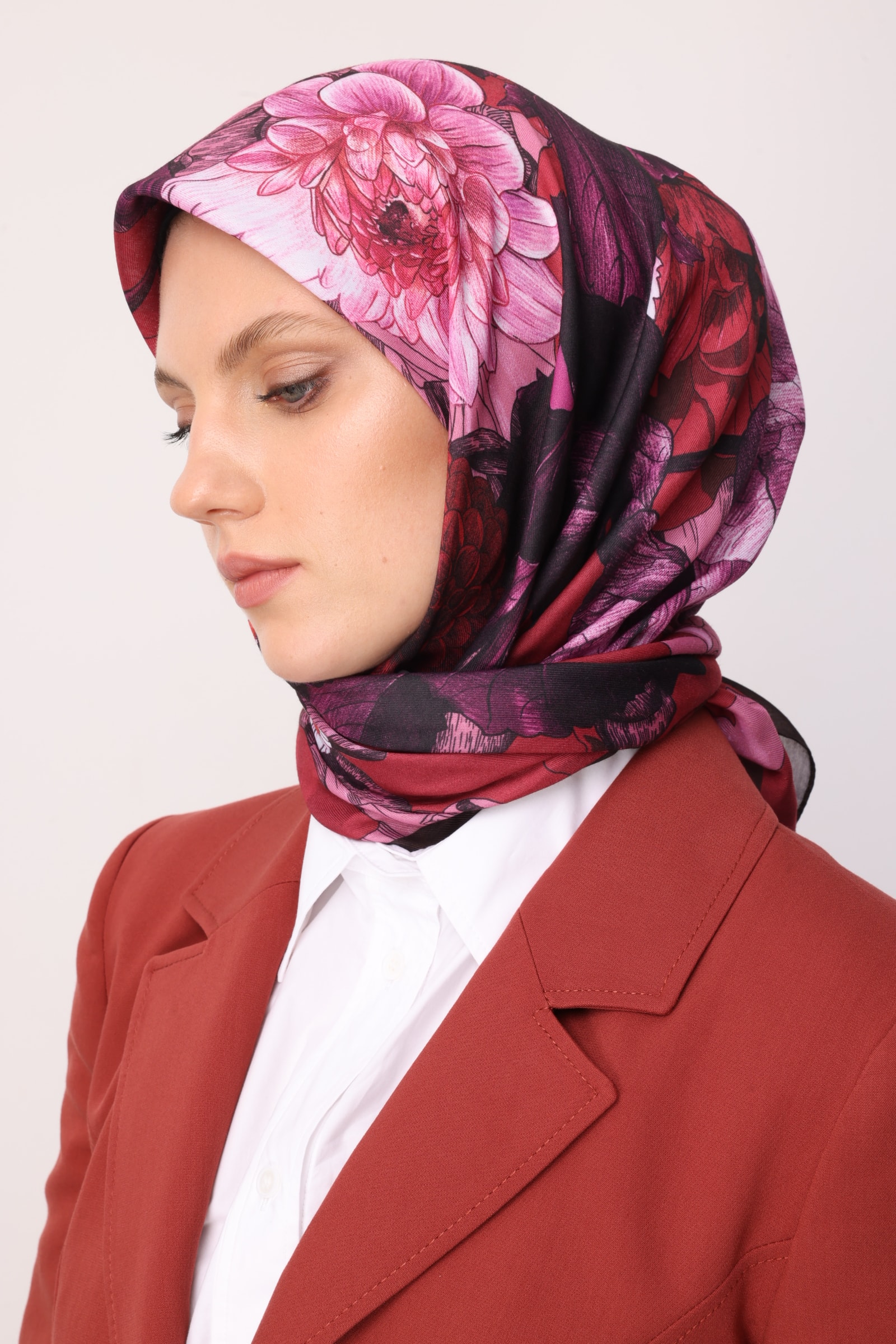 Floren Pattern Cotton Scarf - Red