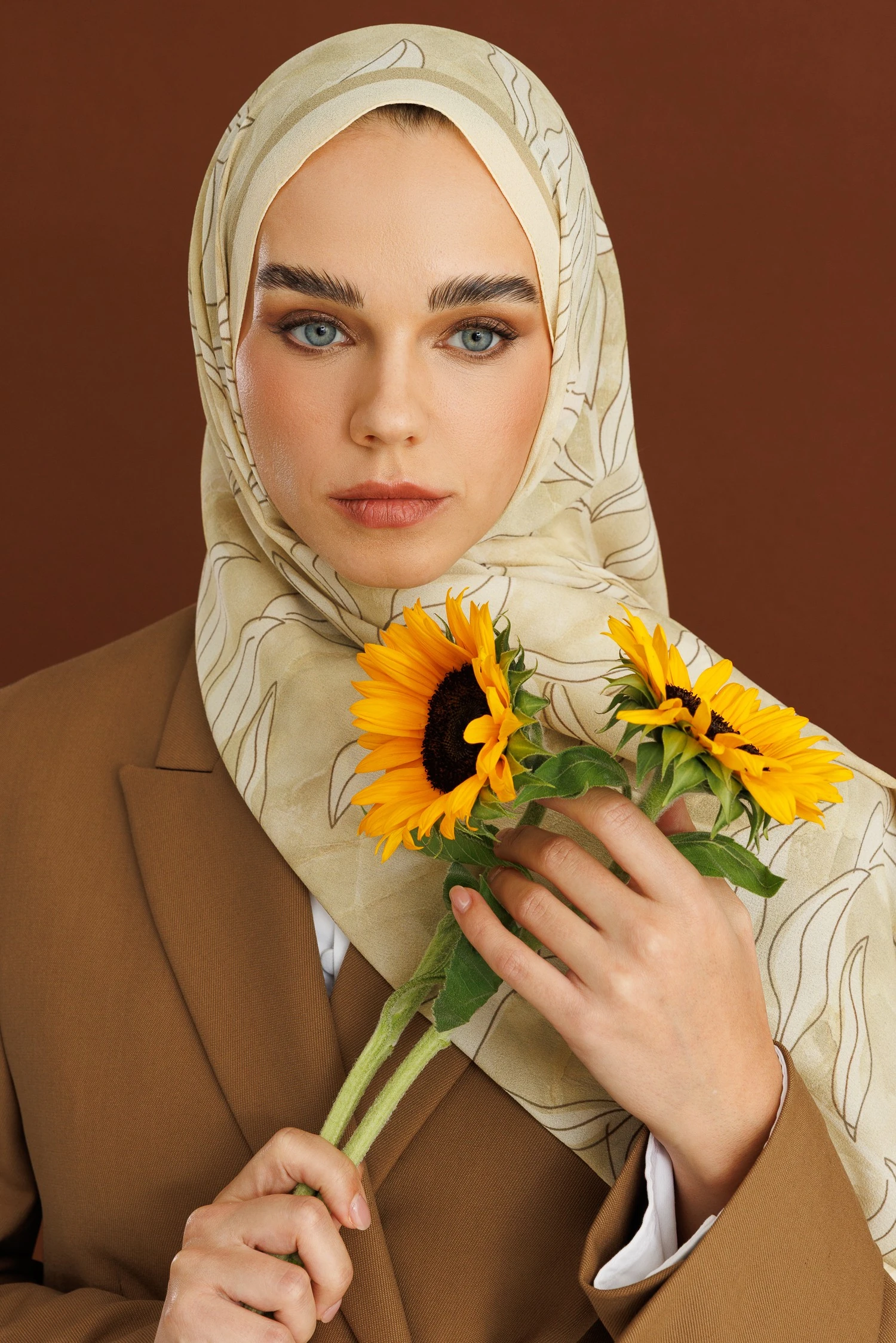 Frond Pattern Hebei Silk Shawl - Cream