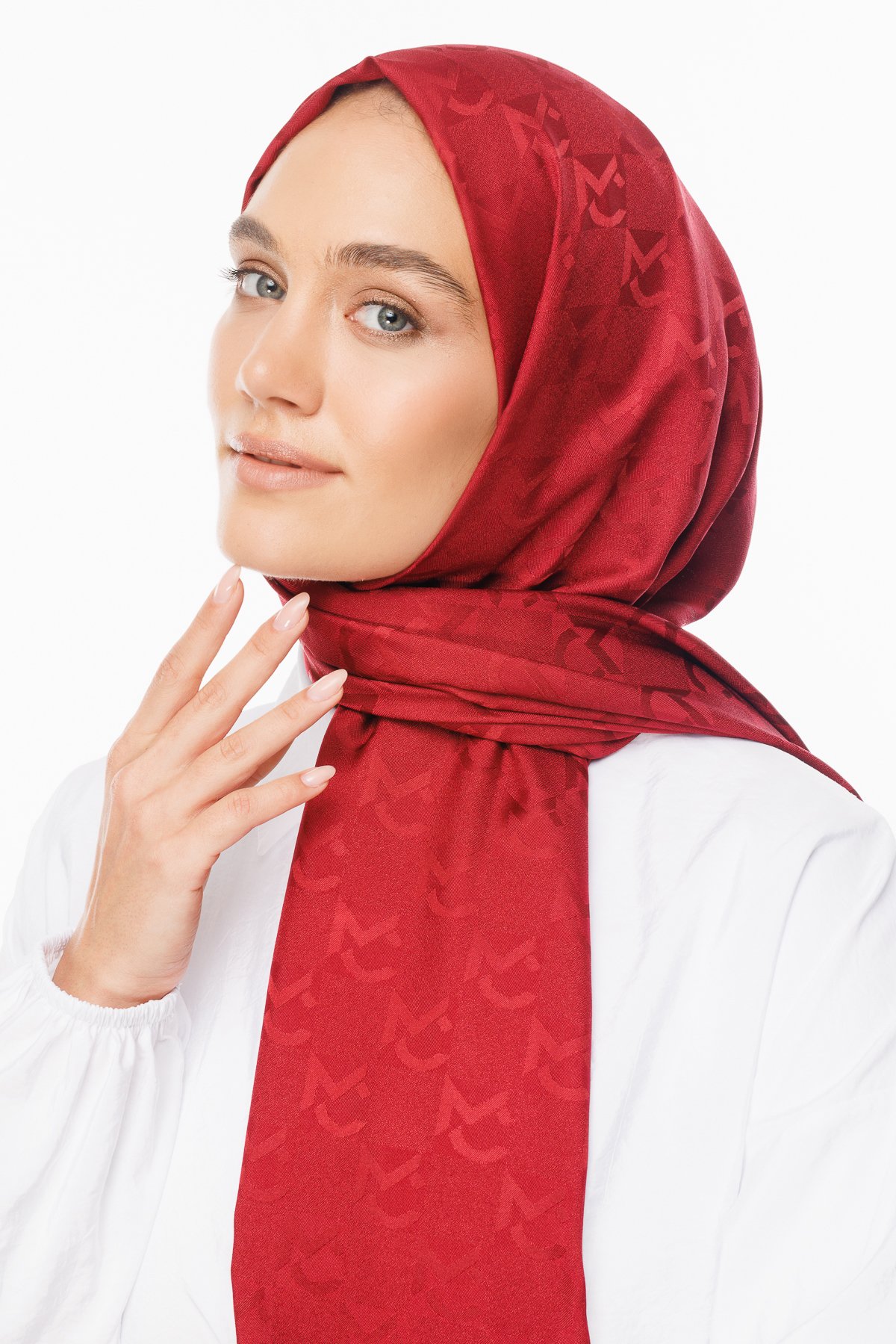 MC Pattern Jacquard Shawl - Cherry