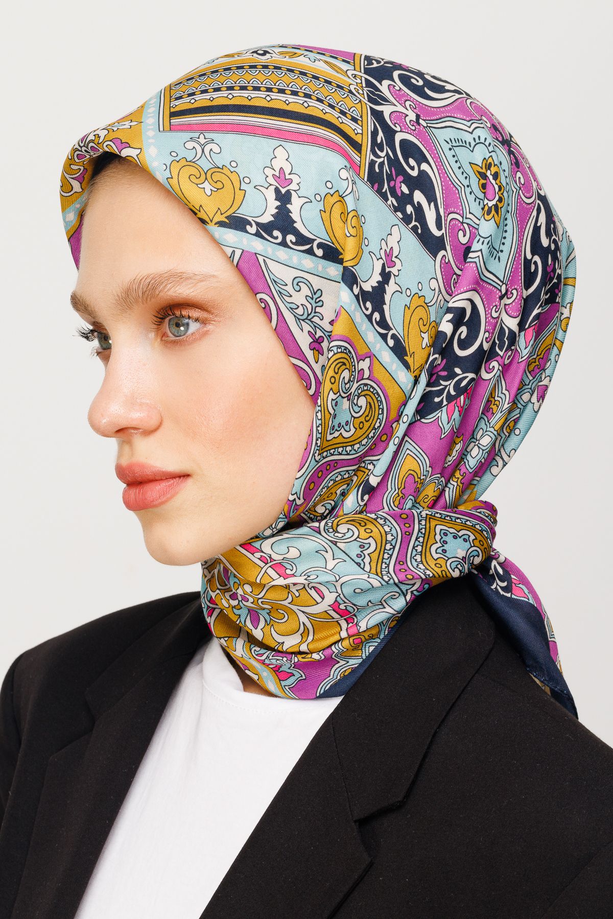 40 Patch Pattern Digital Soft Scarf - Saffron