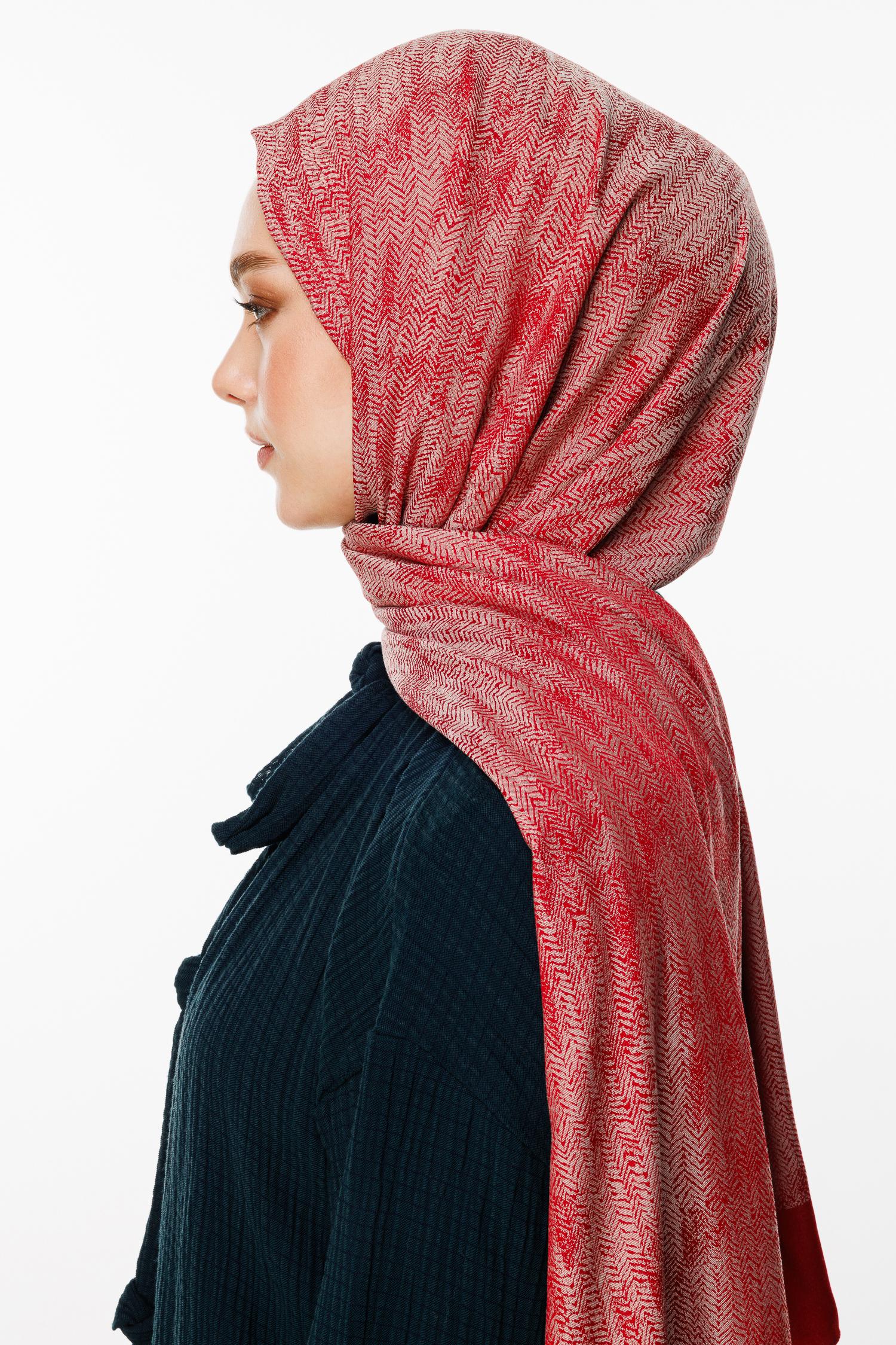 Sahra Desen Çift Taraflı Şal Bordo-Mint Yeşili