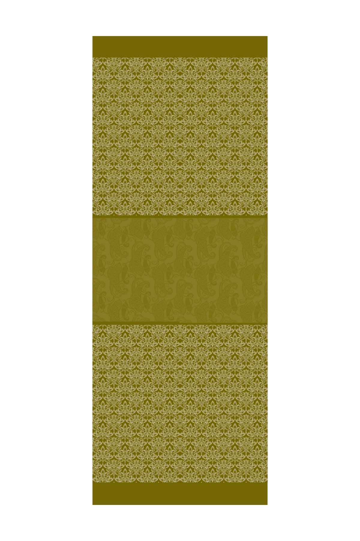 Nora Pattern Double-Sided Shawl - Oil Green-Ecru