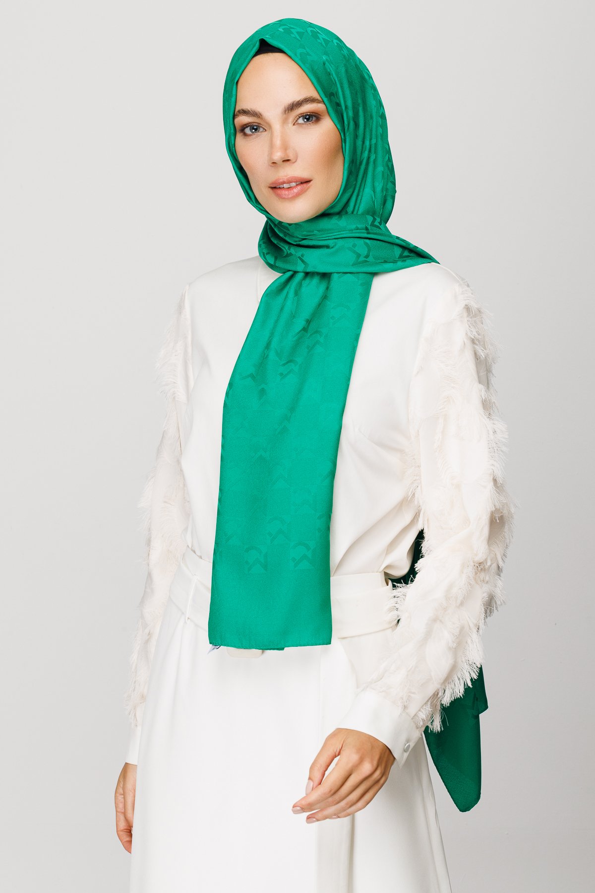 MC Pattern Jacquard Shawl - Benetton Green