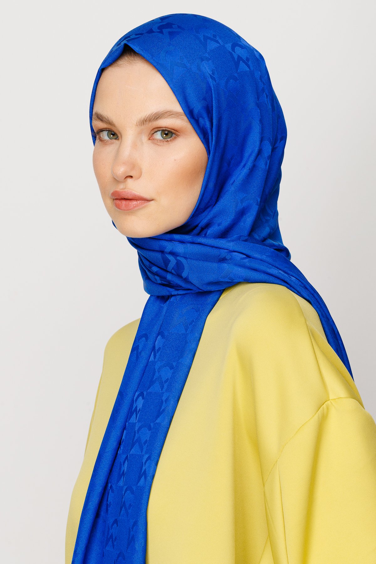 MC Pattern Jacquard Shawl - Sax Blue