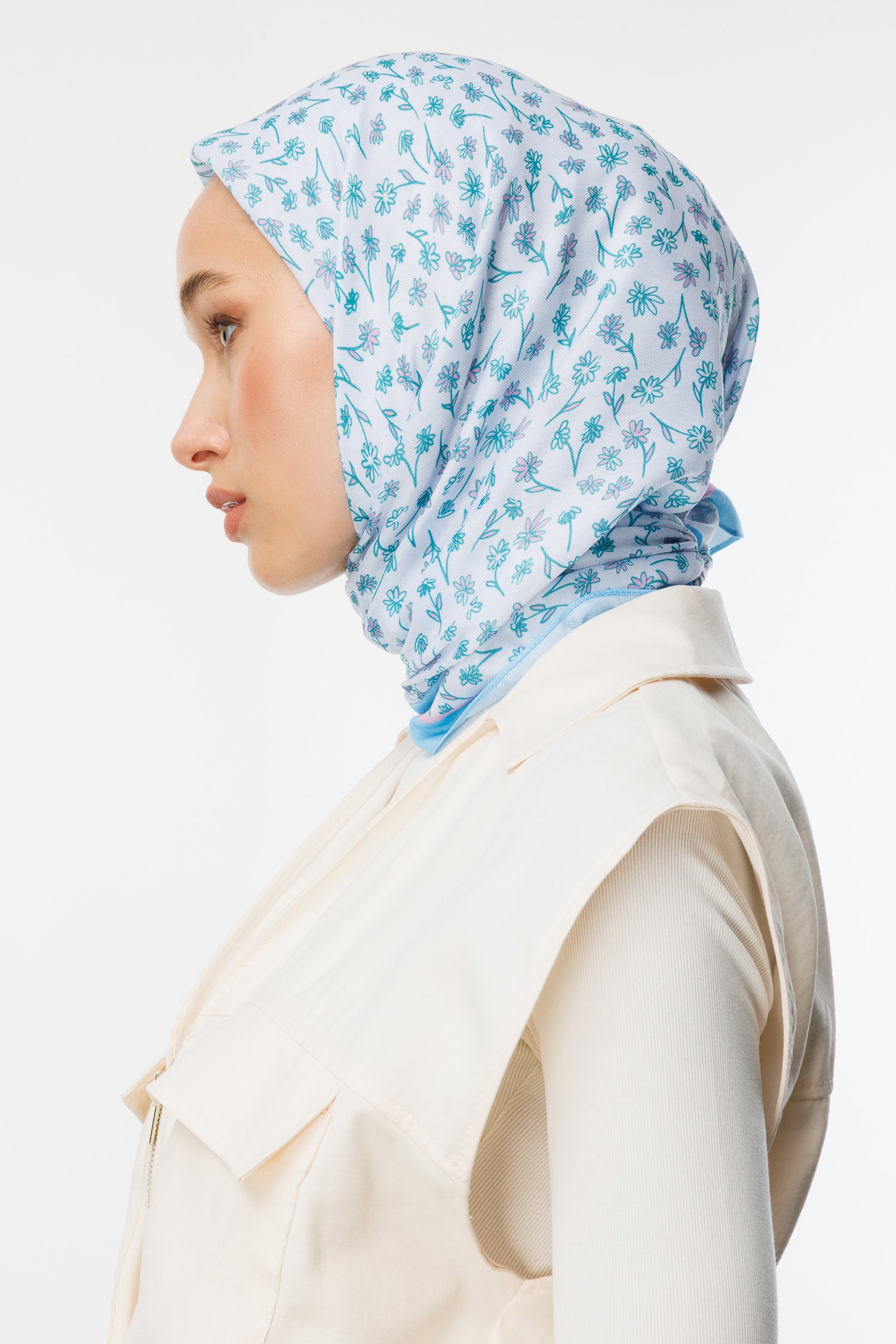 Minor Pattern Cotton Scarf - Baby Blue