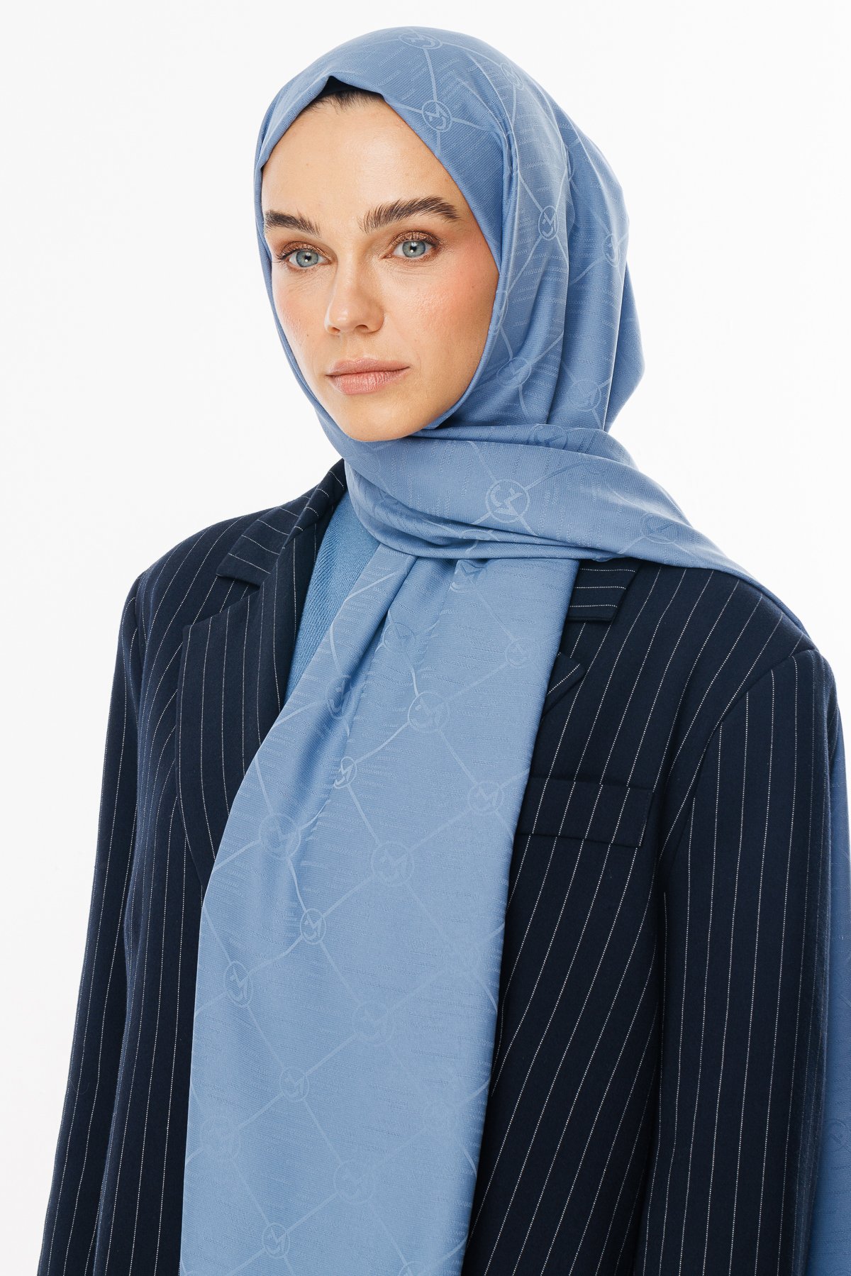 Moon Is Pattern Jacquard Shawl - Sky Blue