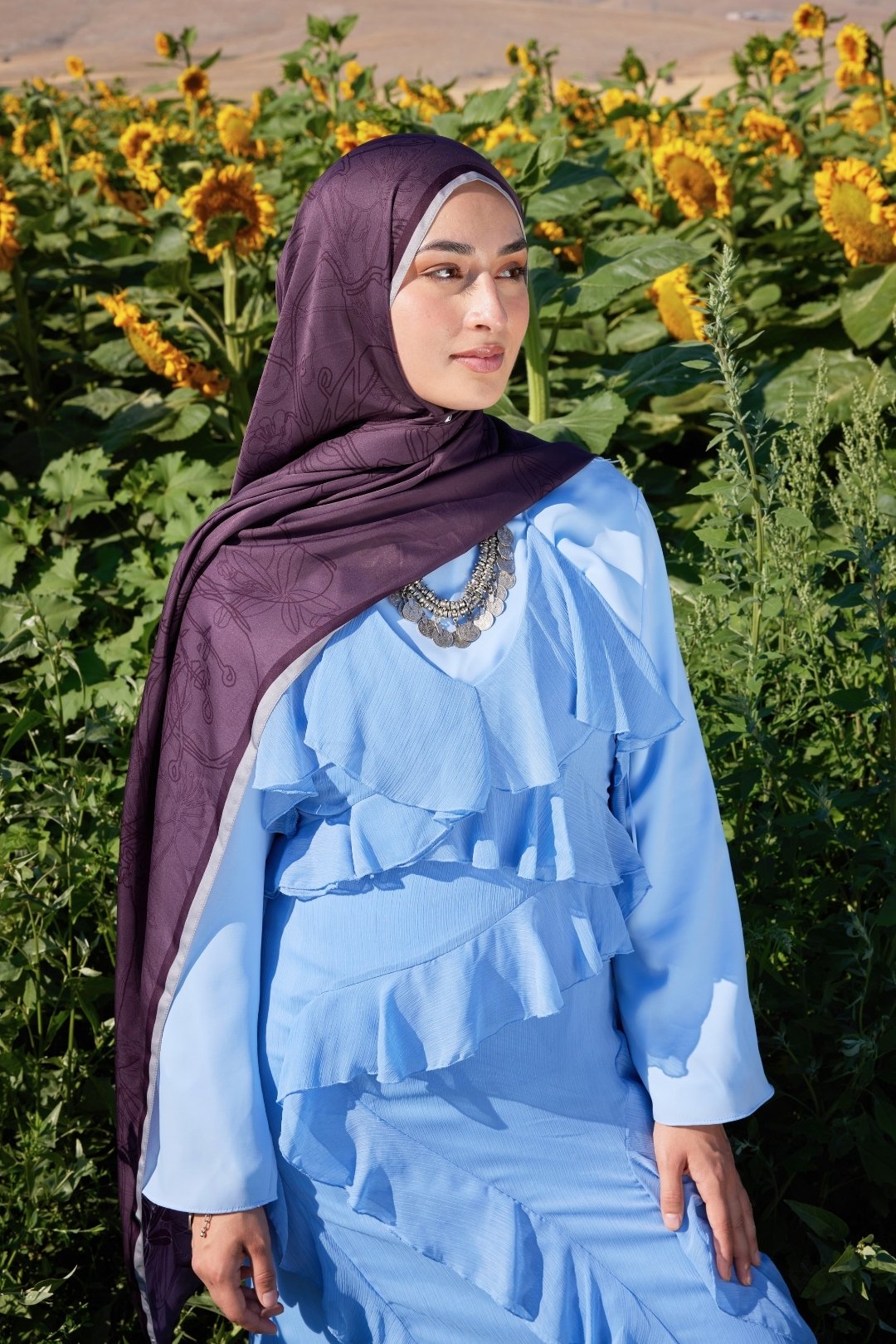Yekta Desen Sakura İpek Şal Bordo