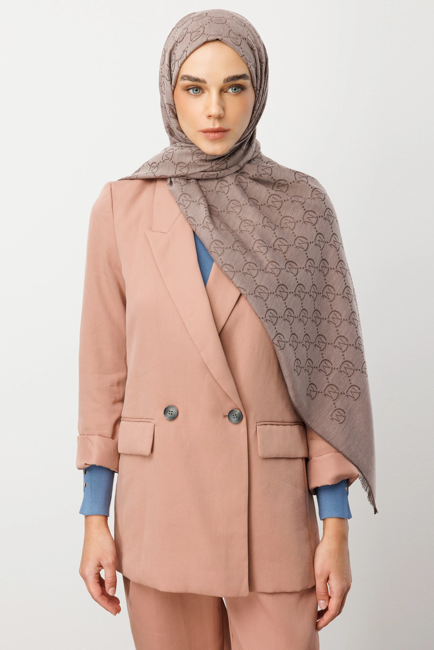 Yün İpek Şal - Toz Pembe