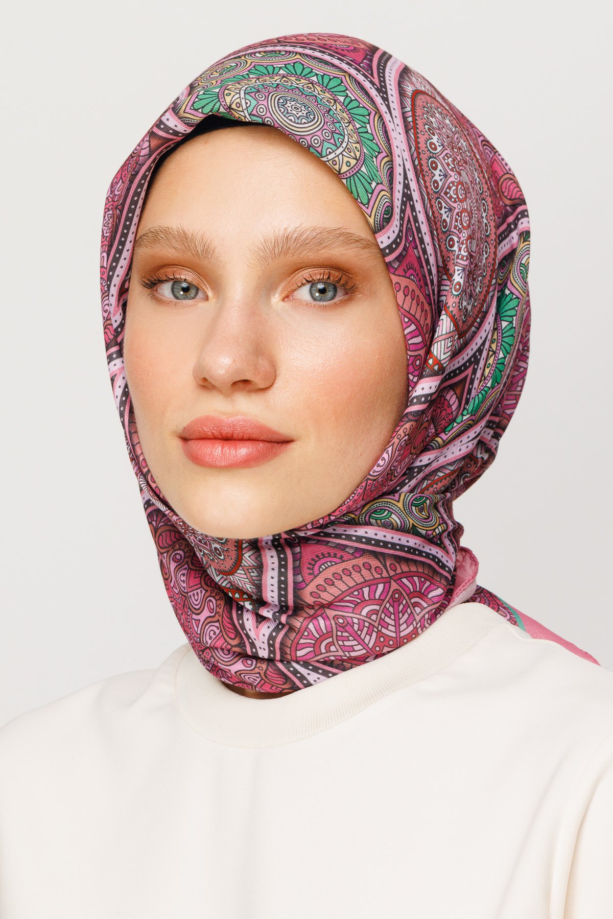 Ethnic Pattern Digital Soft Scarf - Dried Rose