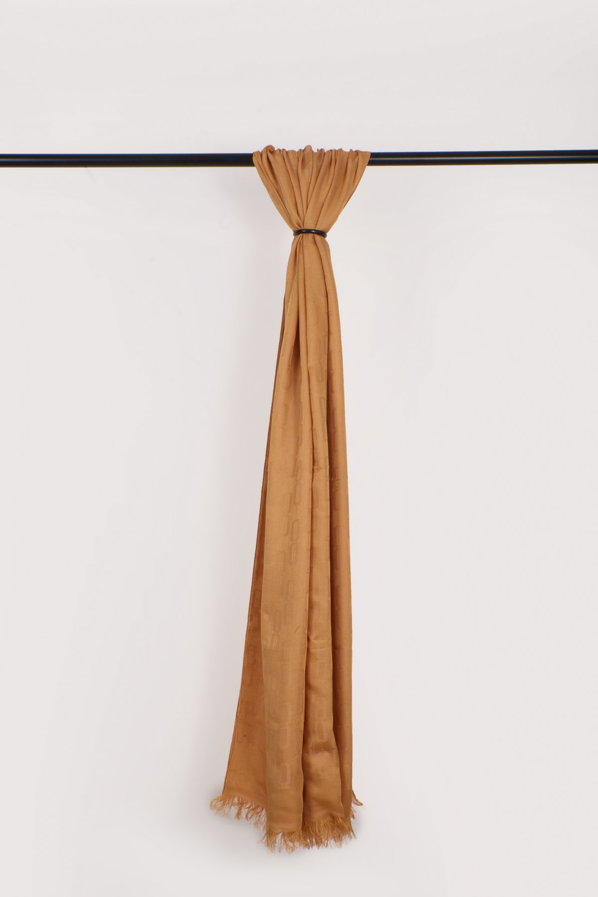 Chain Pattern Cotton Jacquard Shawl - Mustard
