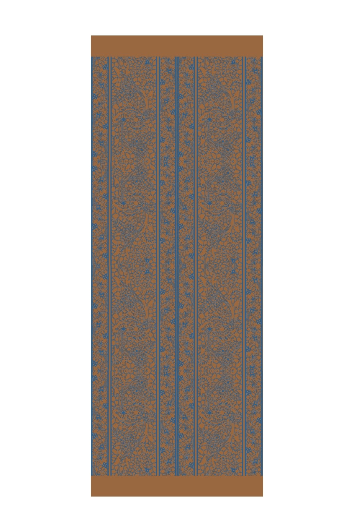 Lavin Pattern Double-Sided Shawl - Petrol Blue-Orange