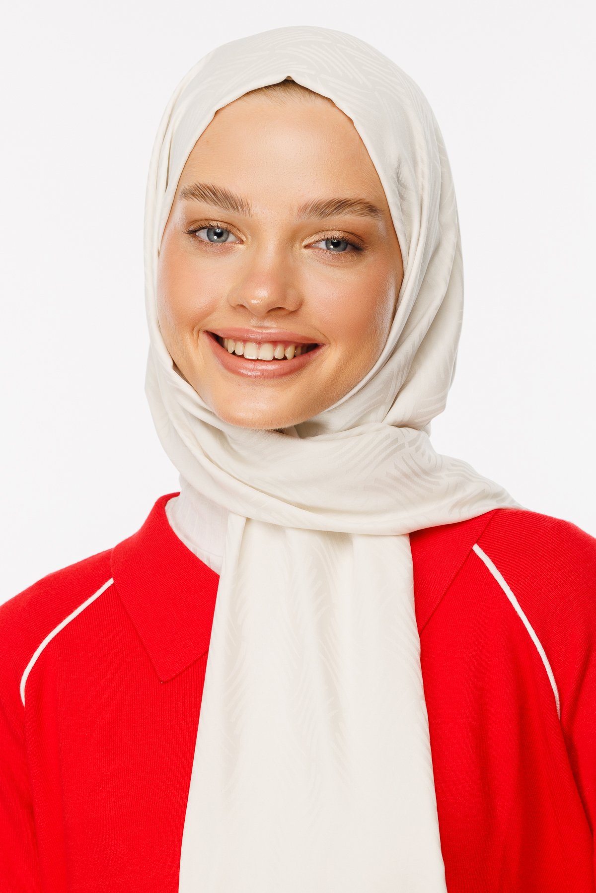 Aura Pattern Silk Jacquard Shawl - Pearl