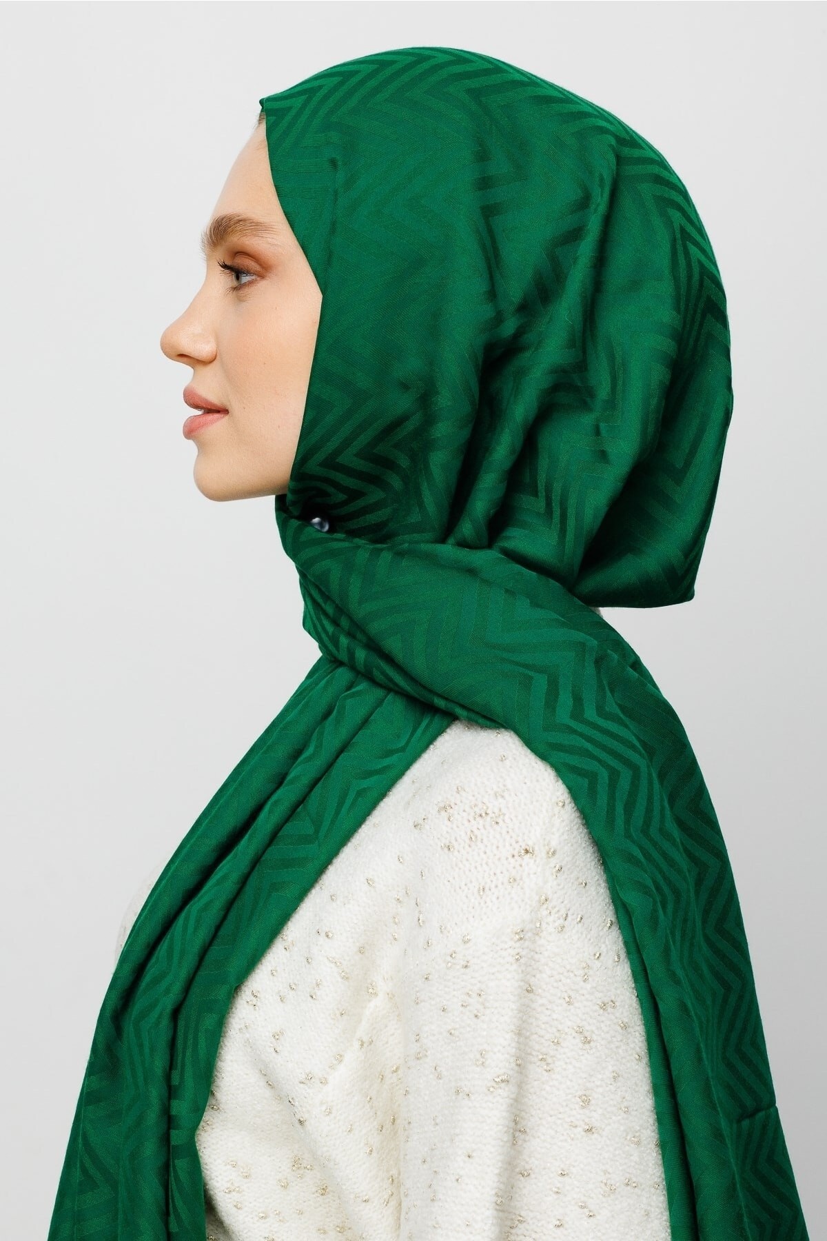 Zigzag Pattern Cotton Jacquard Hijab