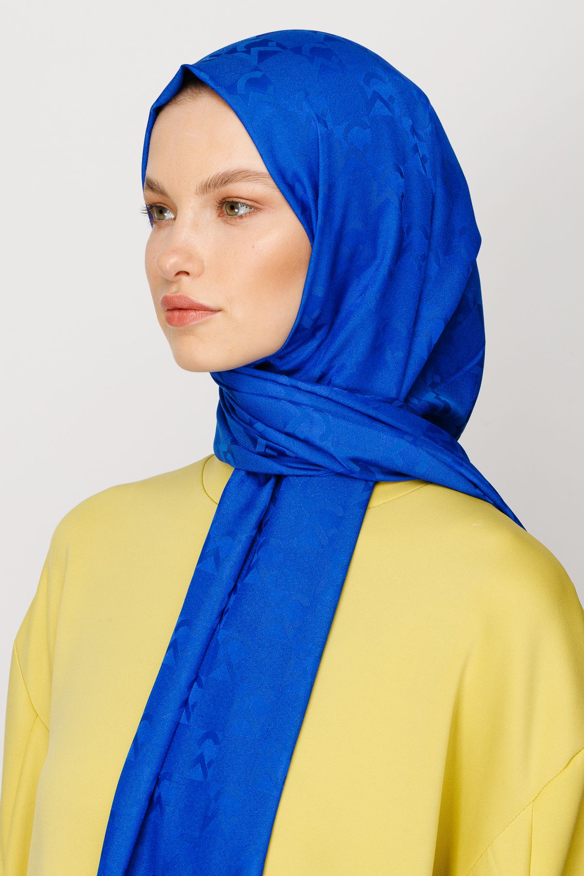 MC Pattern Jacquard Shawl - Sax Blue