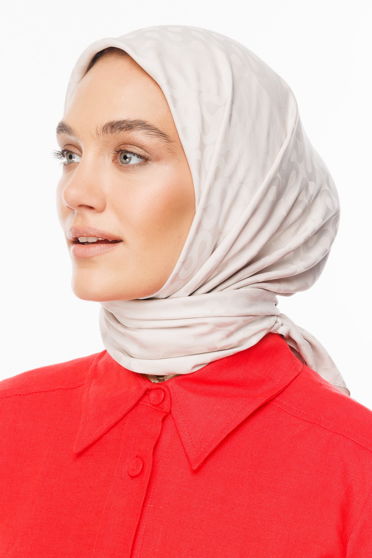 Moon Pattern Silky Jacquard Scarf - Stone Color