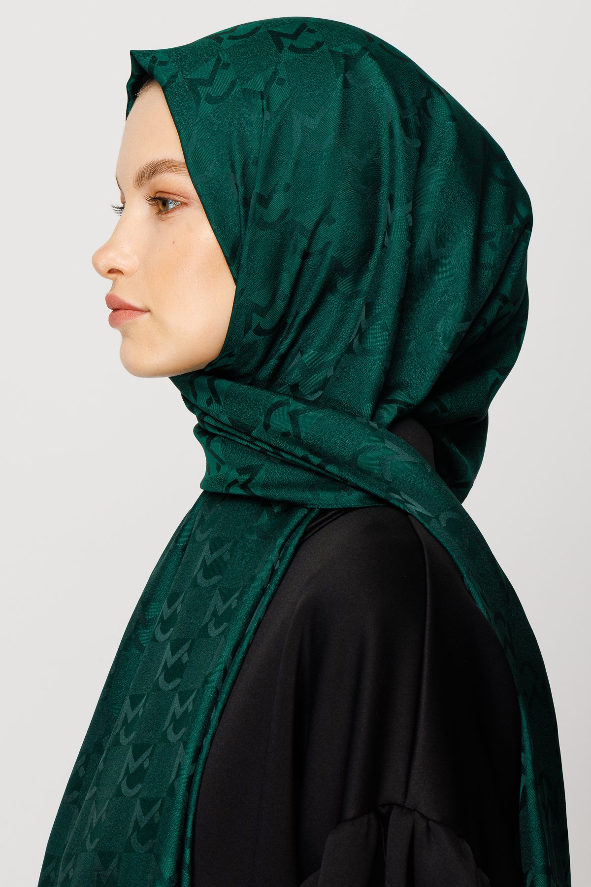 MC Pattern Jacquard Shawl - Emerald