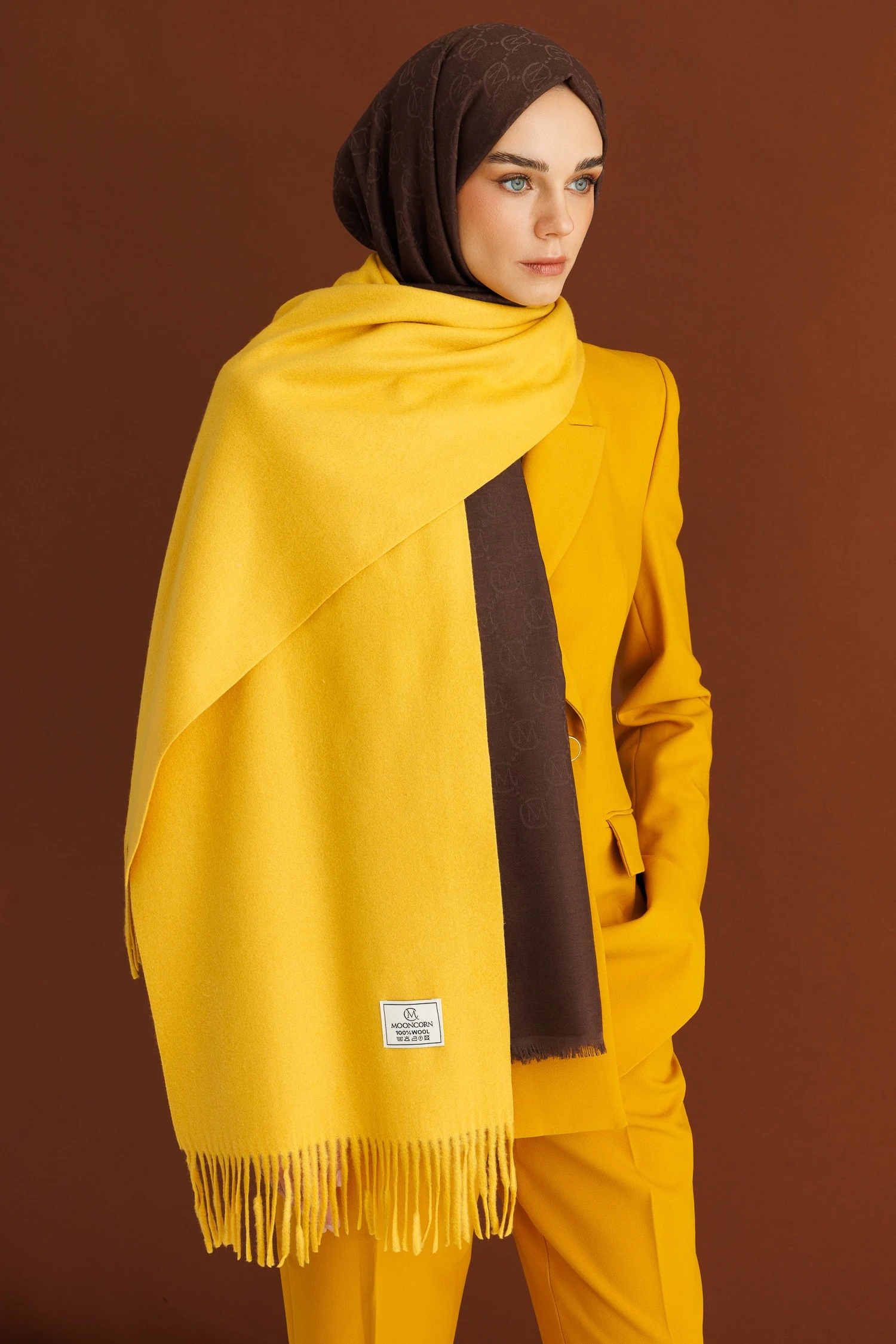 Wool Silk Shawl - Dark Coffee