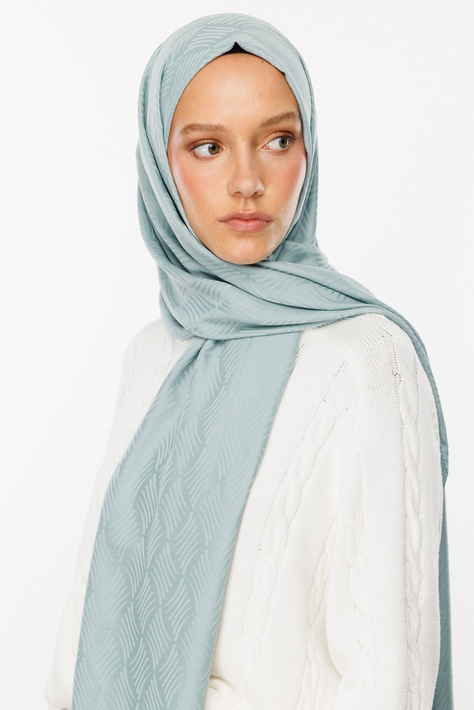 Aura Pattern Silk Jacquard Shawl - Cağla