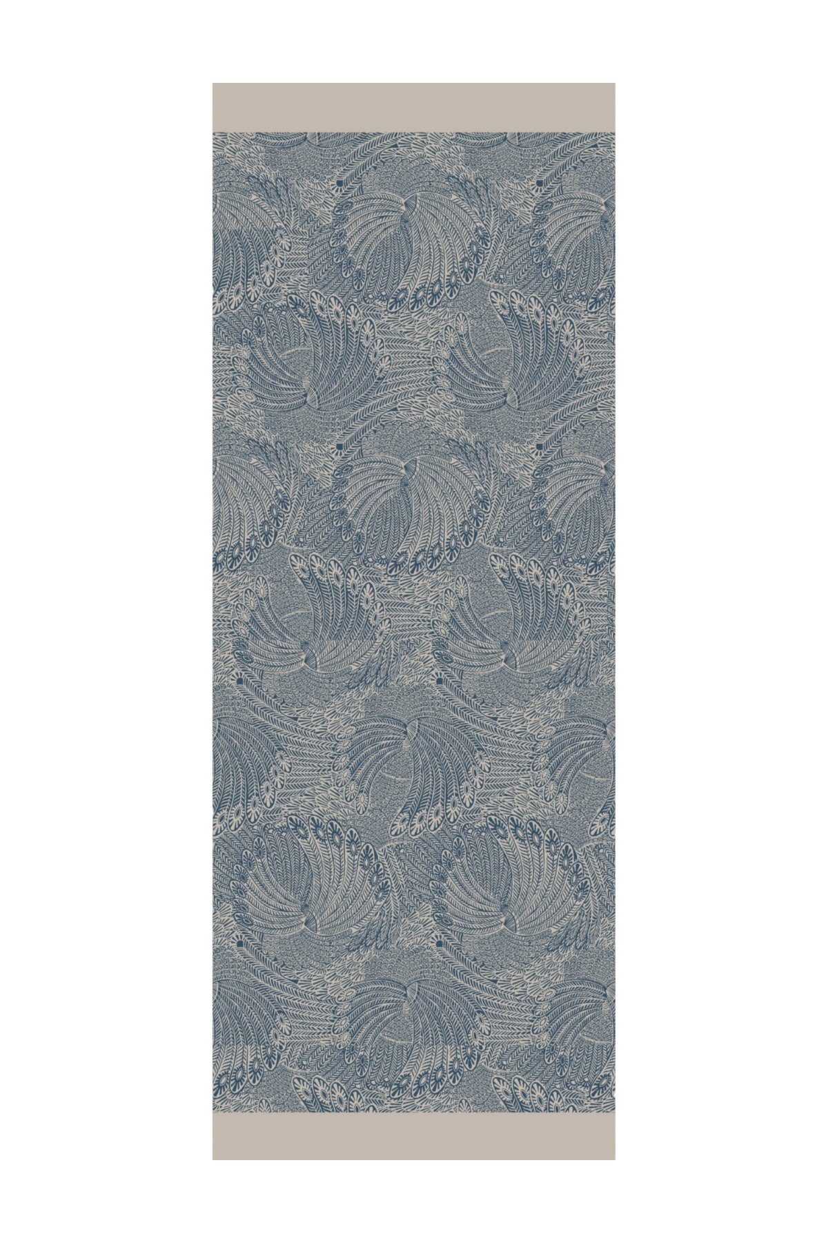 Mayra Pattern Double-Sided Shawl - Petrol Blue-Beige