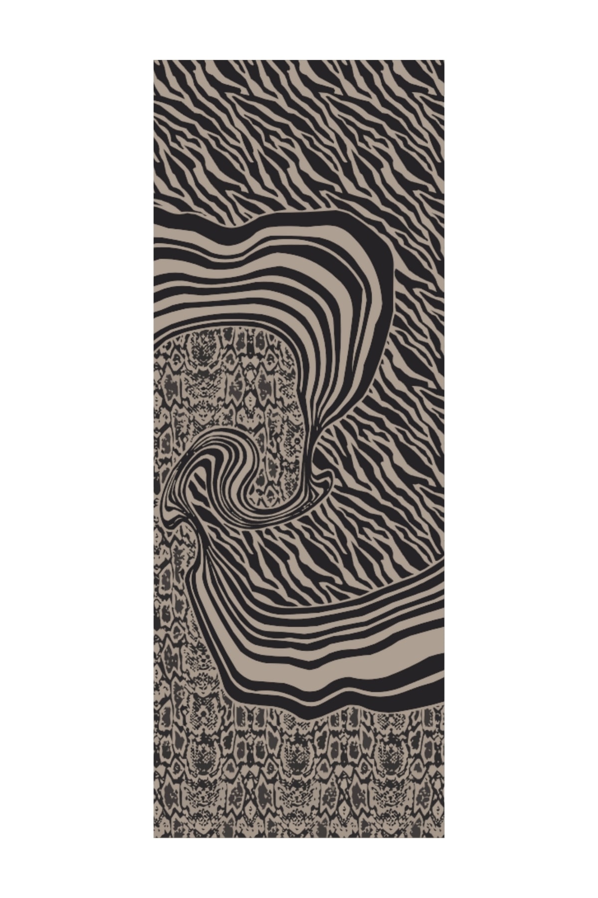 Riad-Pattern Reversible Shawl - Black-Beige